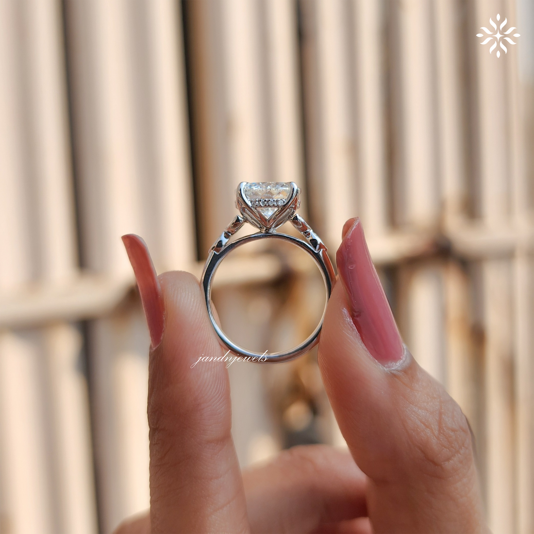 Custom 2CT Portuguese Cut Moissanite Engagement Ring, 14K Solid Gold Ring, Dainty Promise Ring for Her, Mystique Cathedral Setting Ring