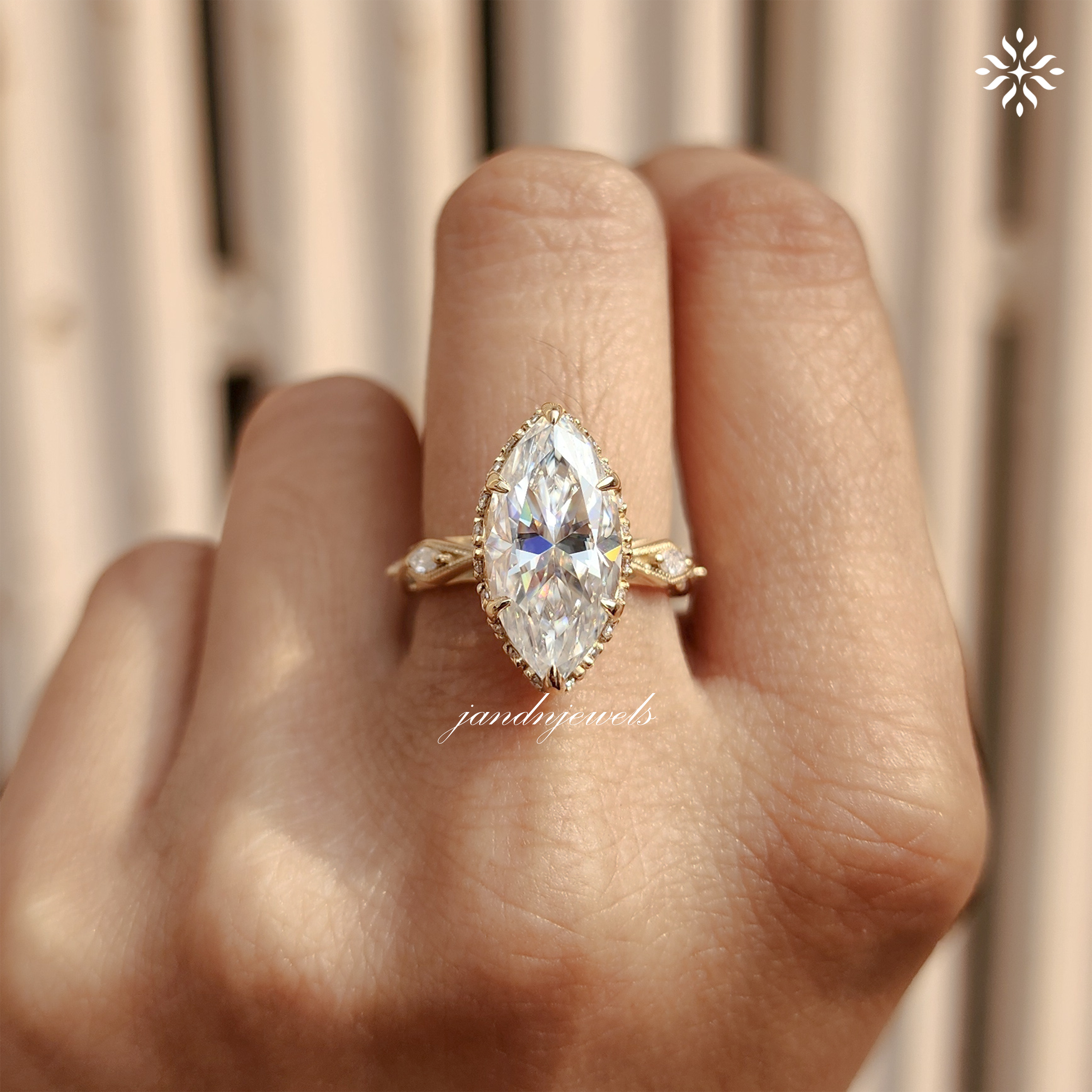 4CT Vintage Marquise Cut Moissanite Engagement Ring Art Deco Hidden Halo Ring 14K Solid Gold Ring Diamond Ring Classic Marquise Ring