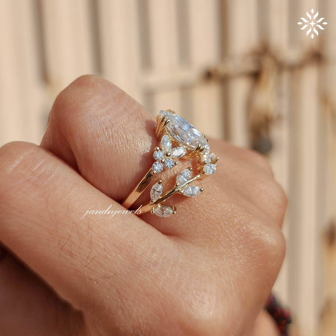 Marquise Wedding Set Diamond Bridal Set Ring for Her Marquise Engagement Ring Chevron Ring Set IGI Certified Best Matching Marquise Ring Set