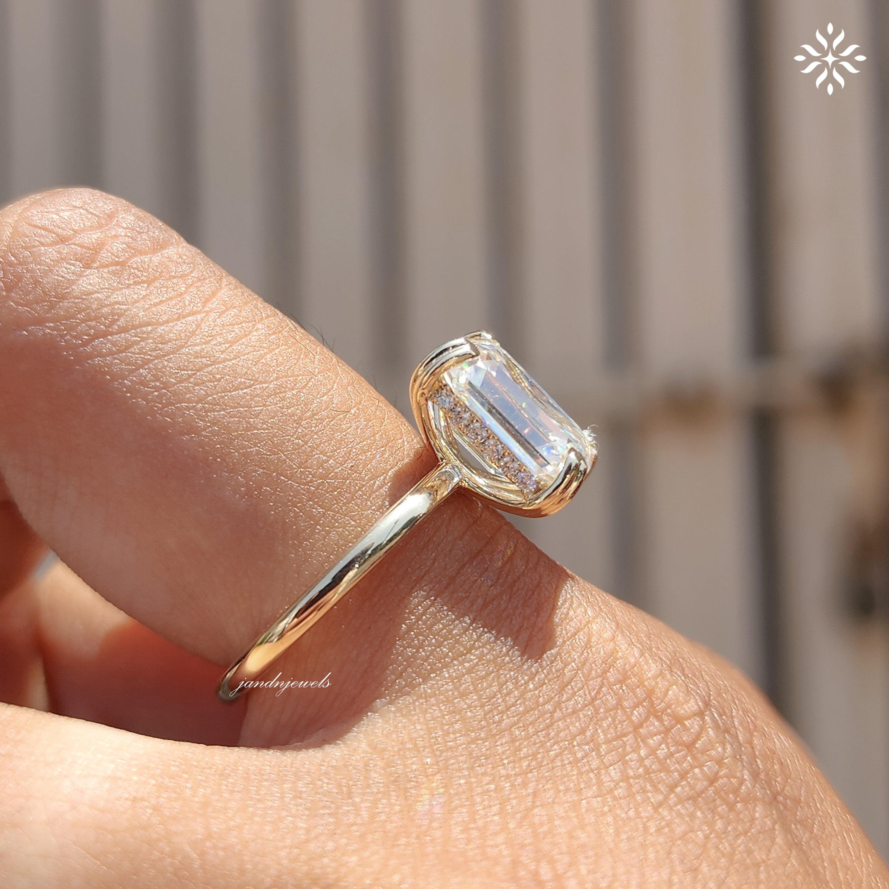 3CT Emerald Cut Moissanite Engagement Ring 14K Solid Gold Ring Hidden Halo Diamond Ring 14K Gold Ring Solitaire Diamond Ring
