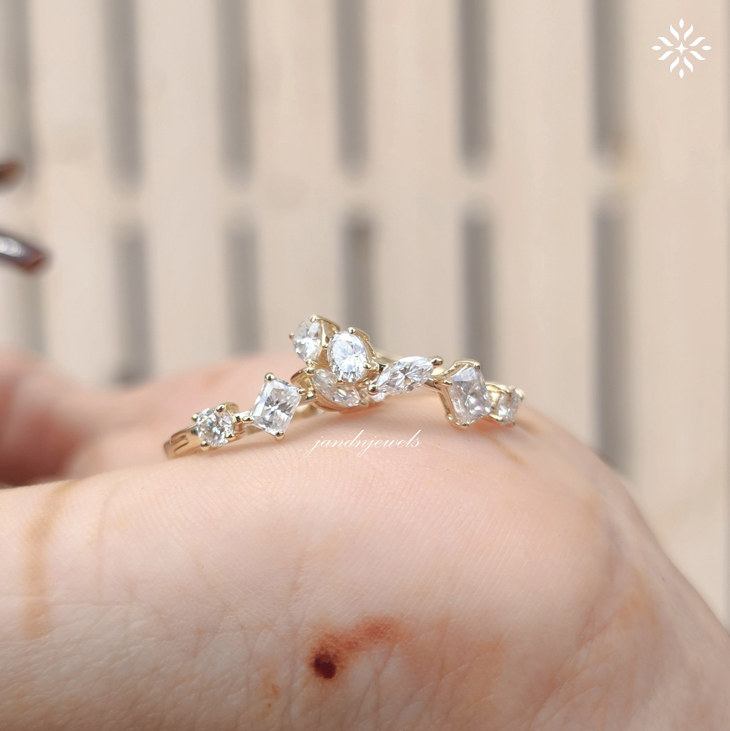 Mixed Shape Moissanite Diamond Hoop Earrings 14K Gold Marquise Oval Princess Cut Wedding Earrings