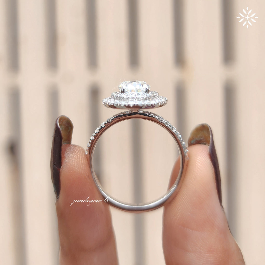 Double Halo Oval Moissanite Engagement Ring Unique Halo Ring Ring Wedding Pave Band 14K White Gold Ring Anniversary gift For Women