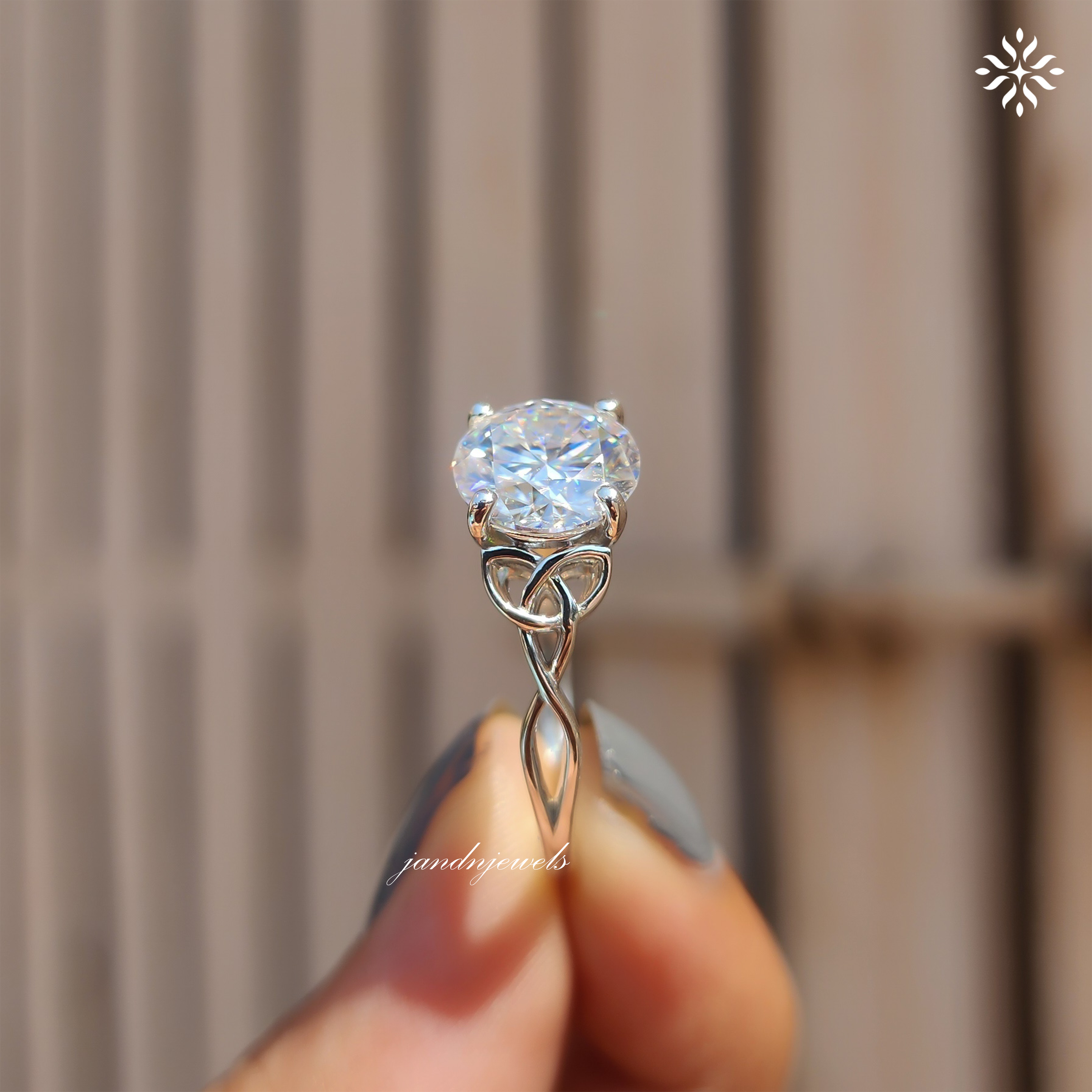 Round Cut Moissanite Engagement Ring Floral Wedding Ring 14K Solid Gold Ring Everbee logo Analyze listing