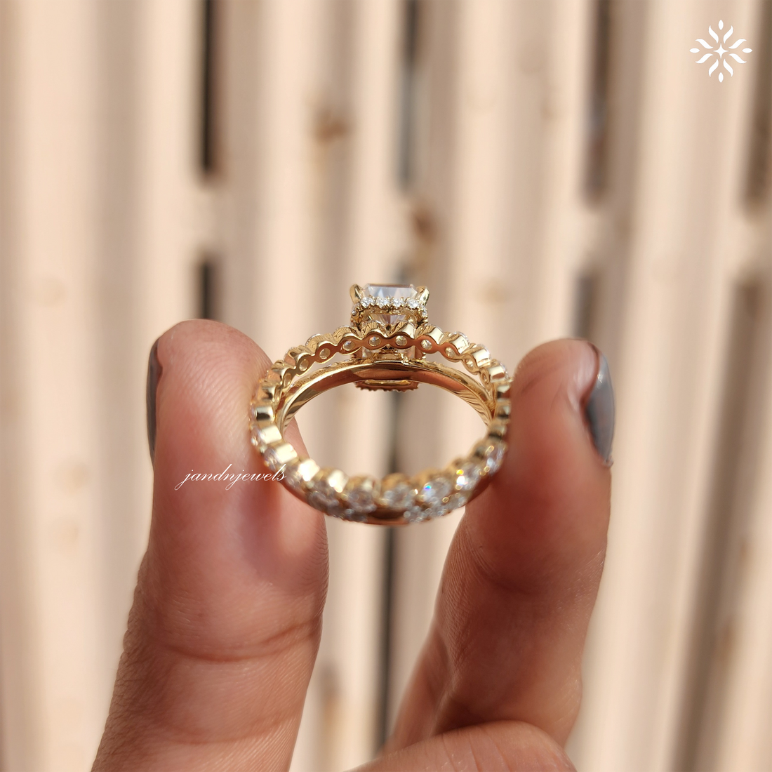 3CT Radiant Cut Moissanite Engagement Bridal Ring Set Hidden Halo Solid Gold Diamond Wedding Ring Promise Ring Set Anniversary Gift for Her