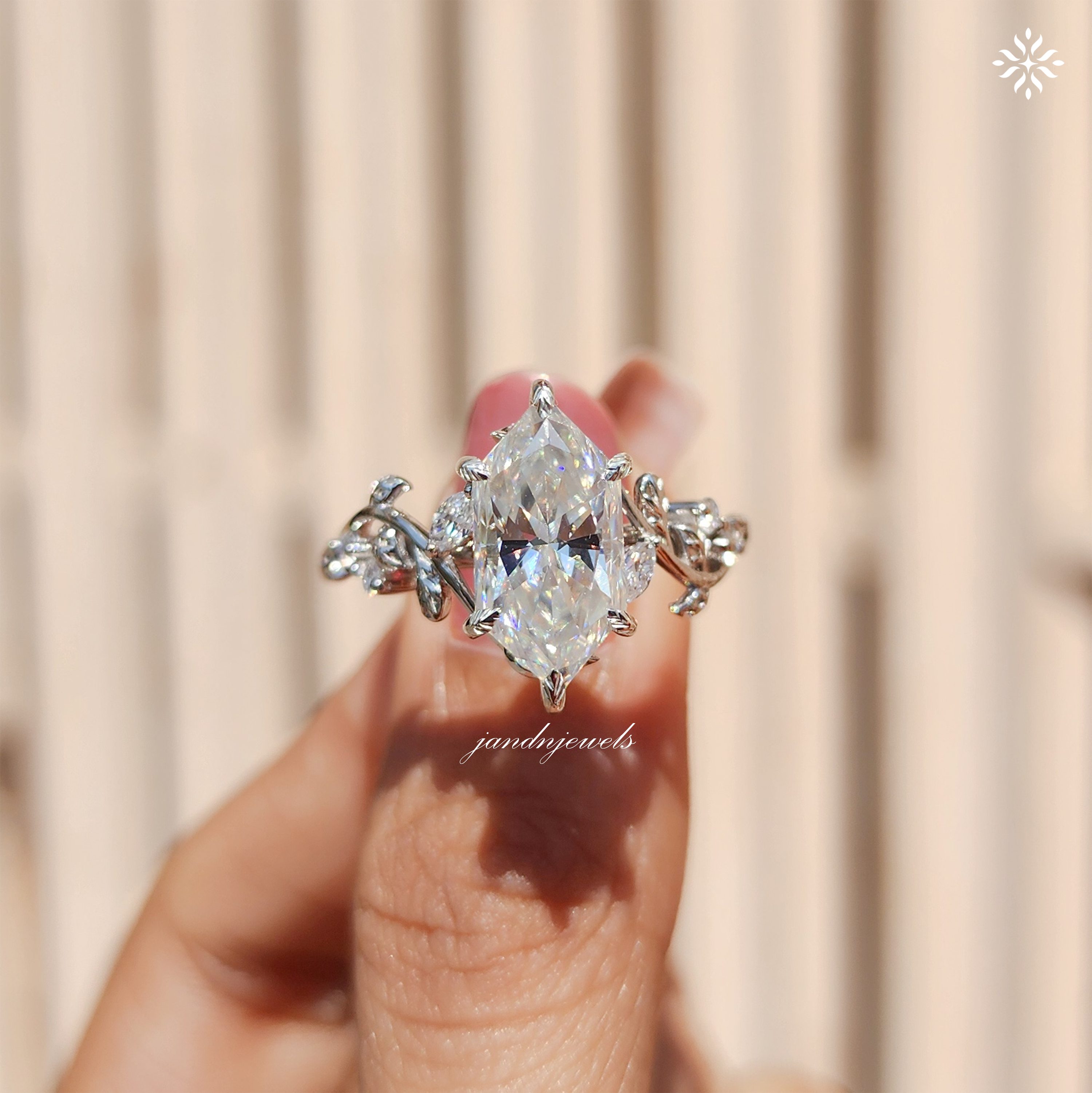Vintage Dutch Marquise Engagement Gold Ring, Nature Inspired Leaf Style Vintage Wedding Rings for Women, Antique Diamond Ring Gift for Her