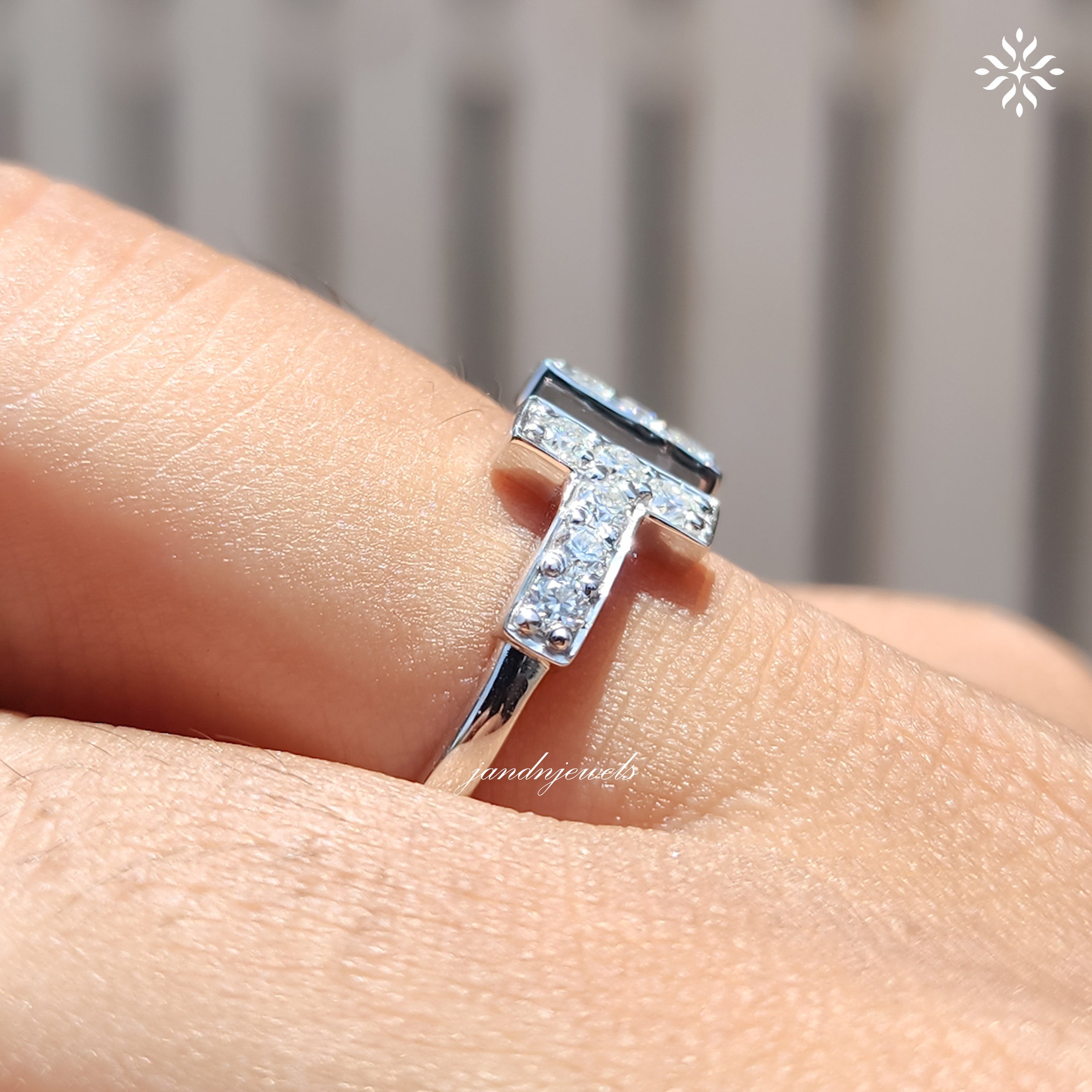 Open Shank T-Shape Diamond Moissanite Ring