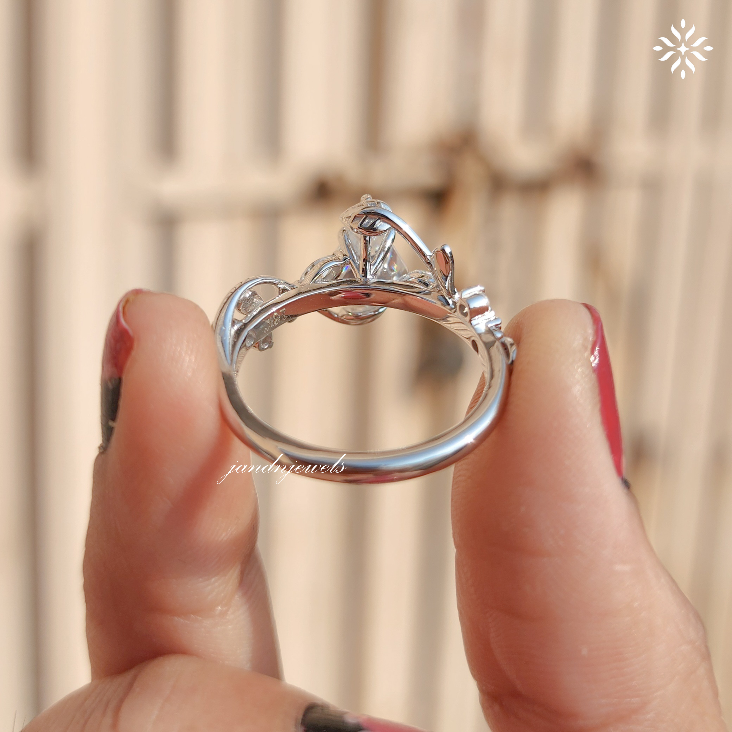 2CT Kite Cut Moissanite Engagement Ring 14K Gold Nature Inspired Ring Leaf Design Ring Solitaire Ring Art Deco Wedding Ring for Her
