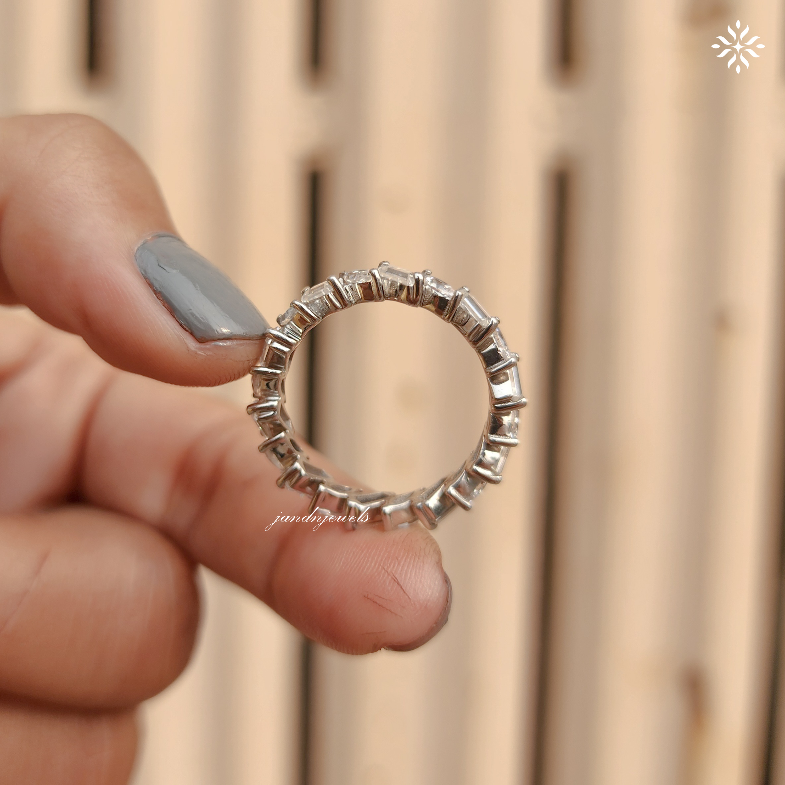 Marquise & Baguette Moissanite Band, Vintage Art Deco Wedding Ring, Half Eternity Stackable Ring, Unique Anniversary Gift Everbee logo Analyze listing