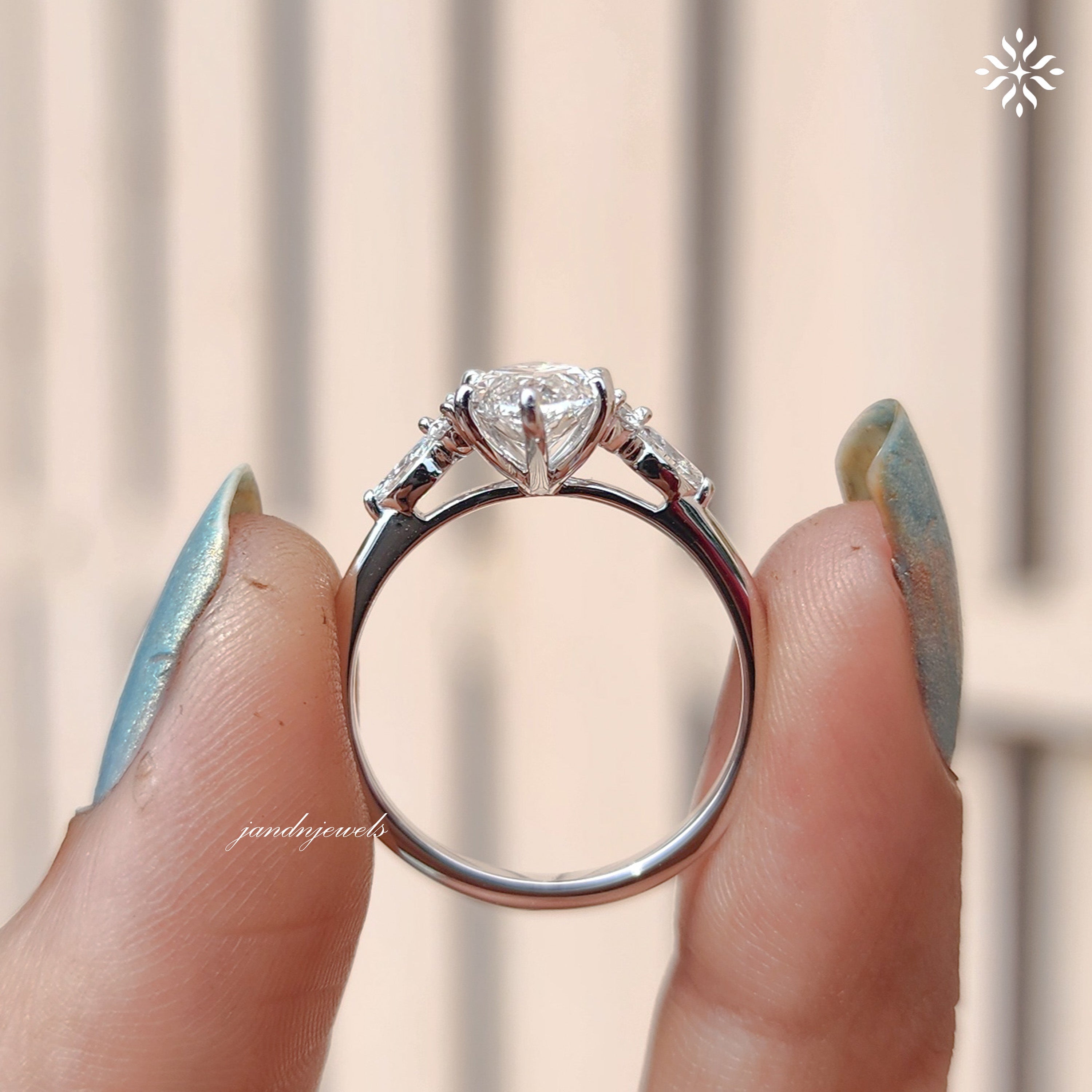 Vintage Marquise Cut Lab Grown Engagement Ring Women's Diamond Wedding Ring with Side Stone Delicate 14k Solid Gold Diamond Promise Ring