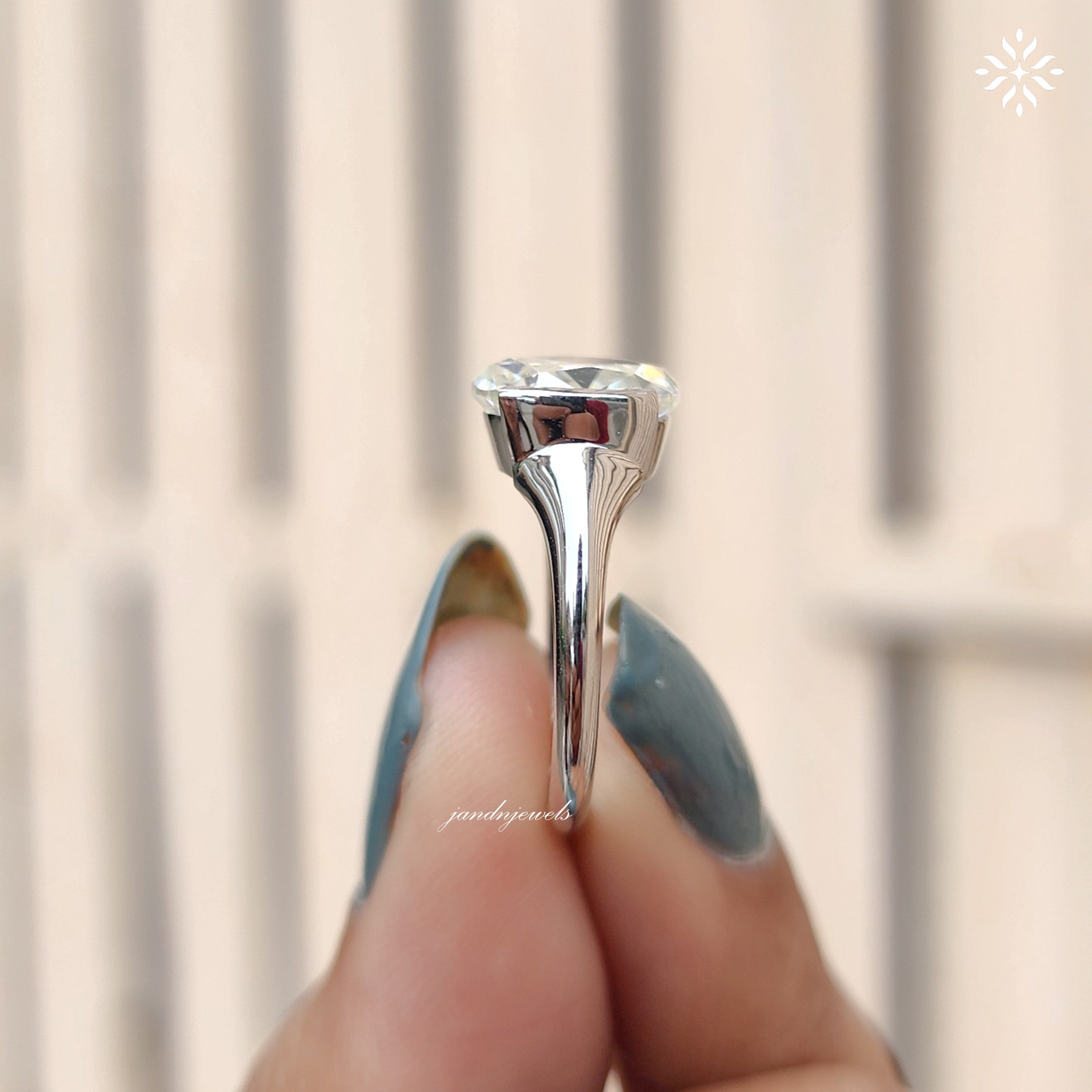 1.5 CT Rose Cut Half Bezel Moissanite Engagement Ring Solitaire Ring Half Bezel Ring Wedding Ring For Women Promise Ring For Her