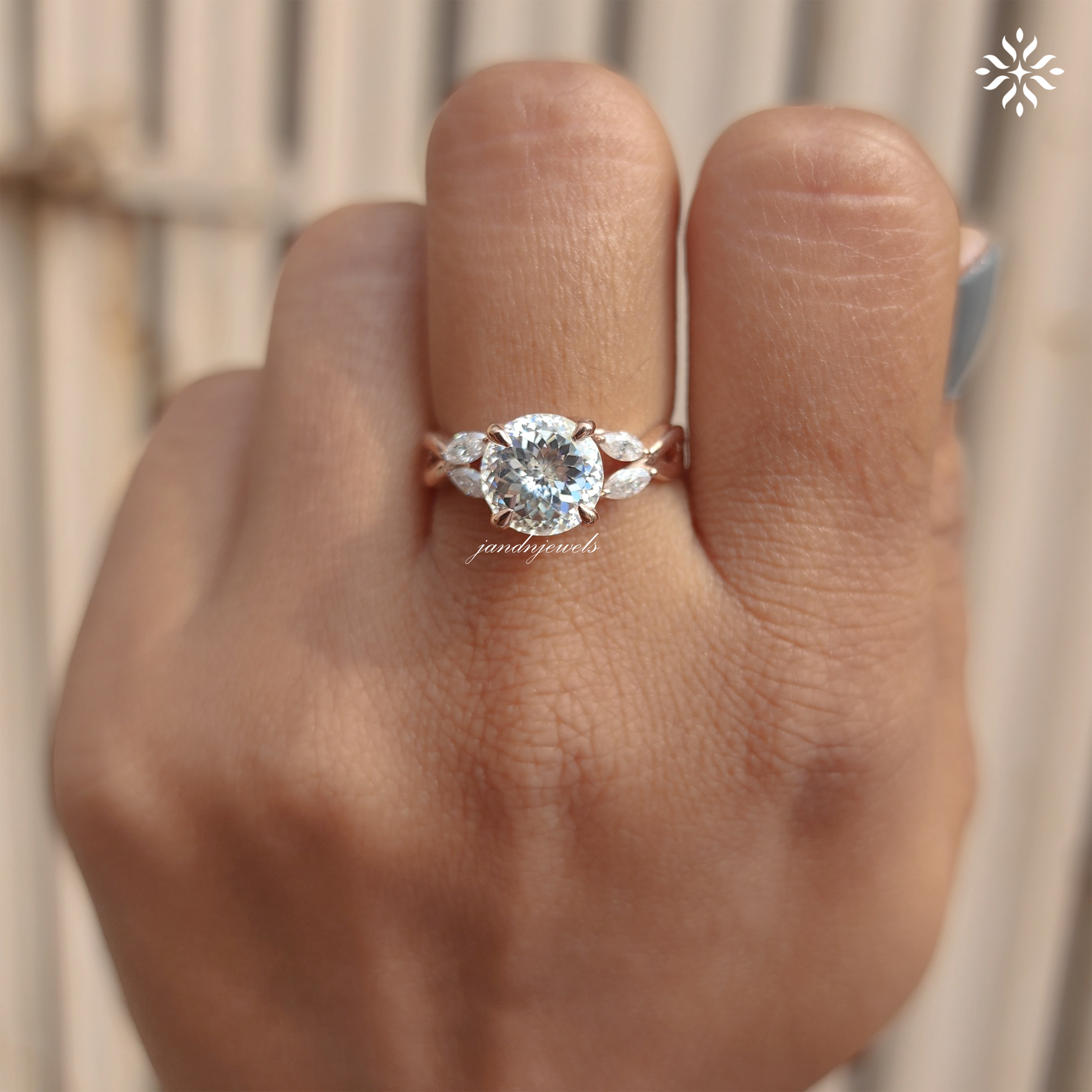 Twisted Shank Portuguese Cut Moissanite Diamond Ring Infinity Style 14K Solid Gold Ring Pear Accent Bridal Ring Promise Anniversary Gift