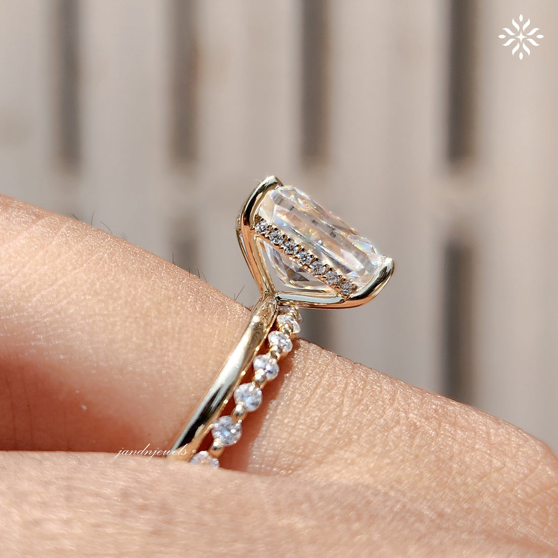4CT Elongated Cushion Cut Moissanite Engagement Ring Set Hidden Halo 14K Solid Gold Diamond Wedding Rings Promise Ring Set Anniversary Gift