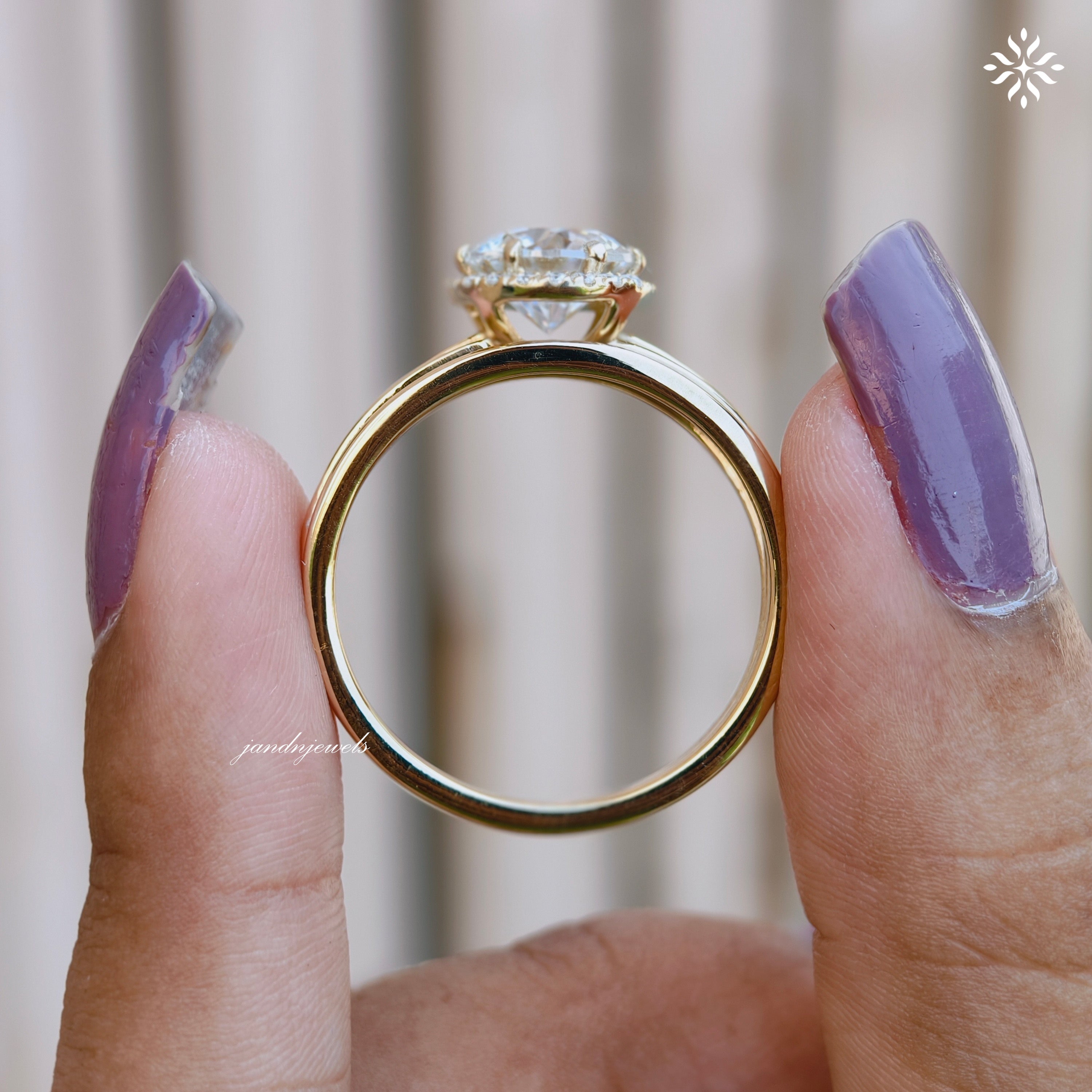 Brilliant Round Moissanite Engagement Ring Open Split Shank Gold Ring Halo Antique Style Ring Antique Style Bridal Ring