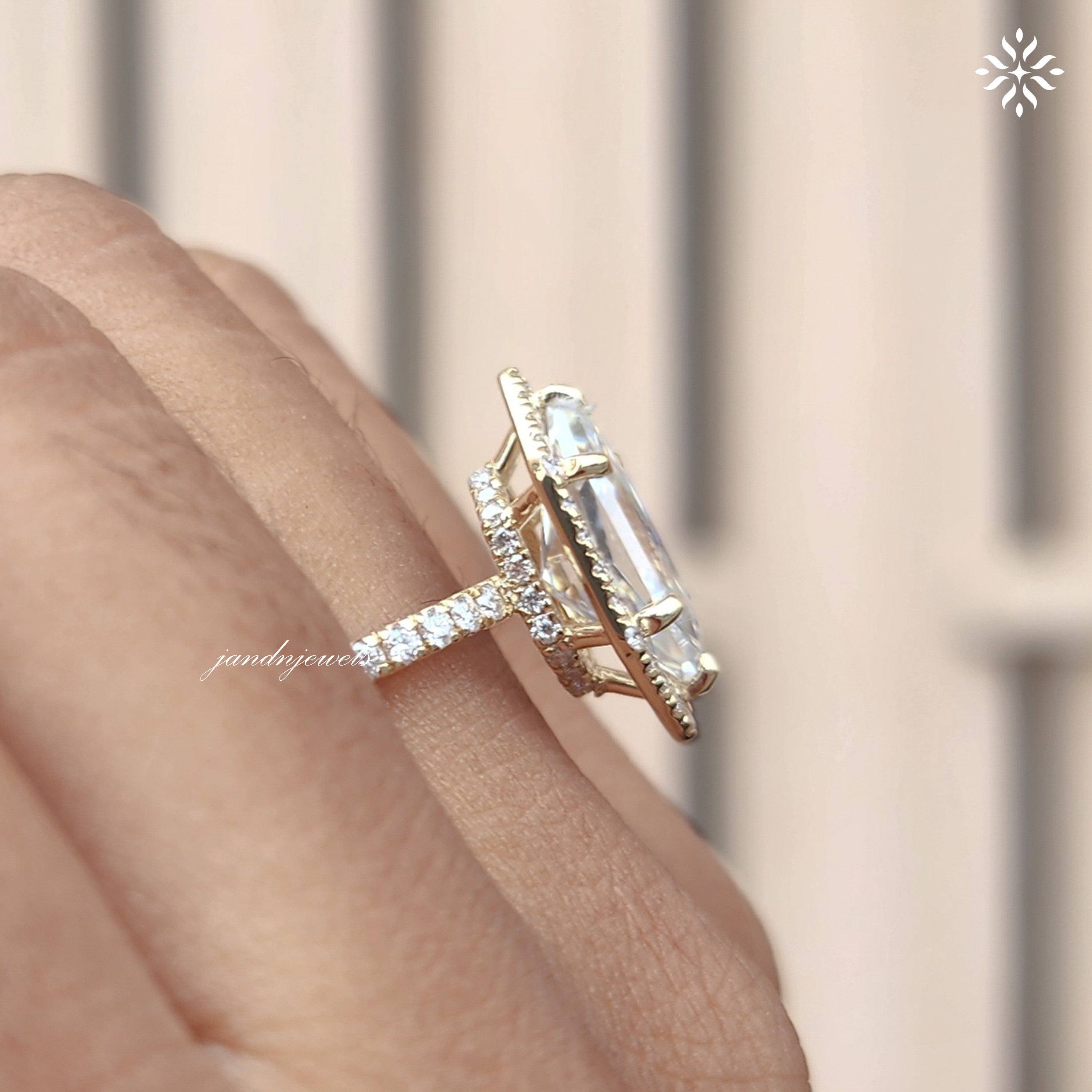3CT Dutch Marquise Cut Moissanite Engagement Ring 14K Gold Halo Pave Band Hidden Halo Wedding Ring Anniversary Gift Proposal Ring For Her
