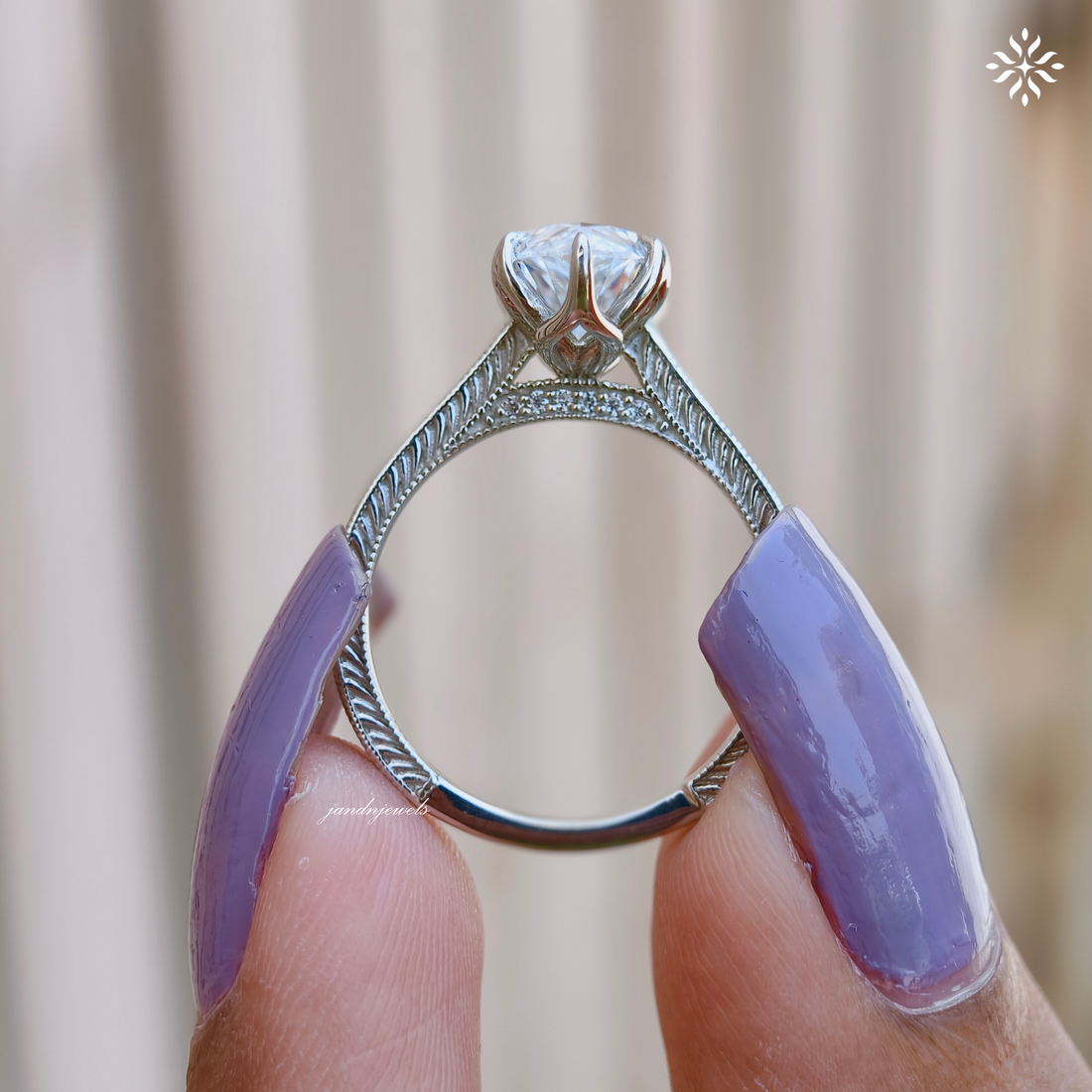 2.5CT Filigree Marquise Cut Moissanite Engagement Ring Art Deco Engraved Band Solitaire Ring 14K Gold Six Prong Designer Bridal Ring for Her
