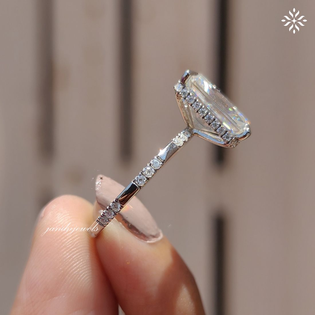 4CT Radiant Cut Moissanite Engagement Ring Solitaire Ring Distance Pave Band Hidden Halo Diamond Ring Everbee logo Analyze listing