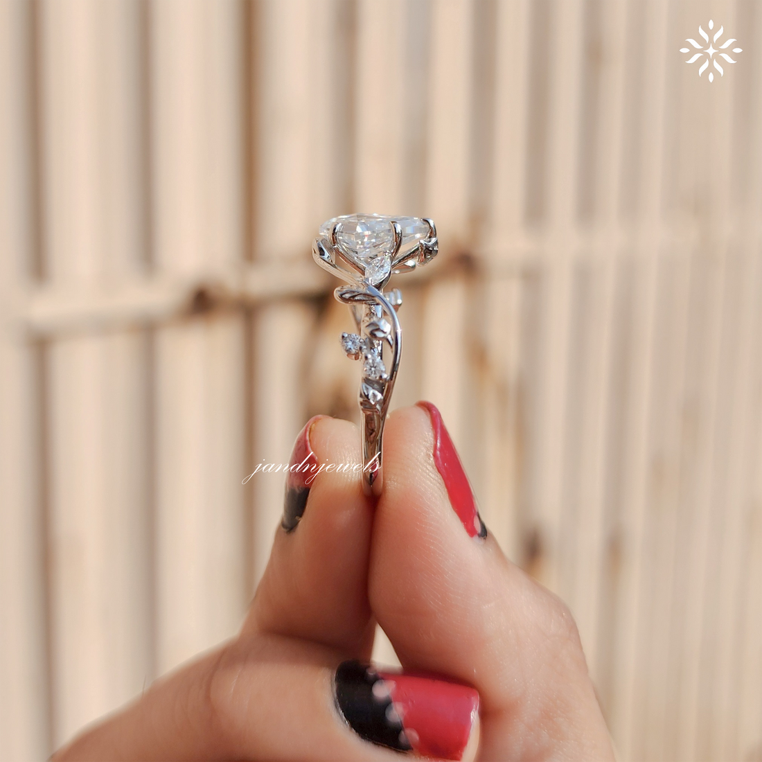 2CT Kite Cut Moissanite Engagement Ring 14K Gold Nature Inspired Ring Leaf Design Ring Solitaire Ring Art Deco Wedding Ring for Her