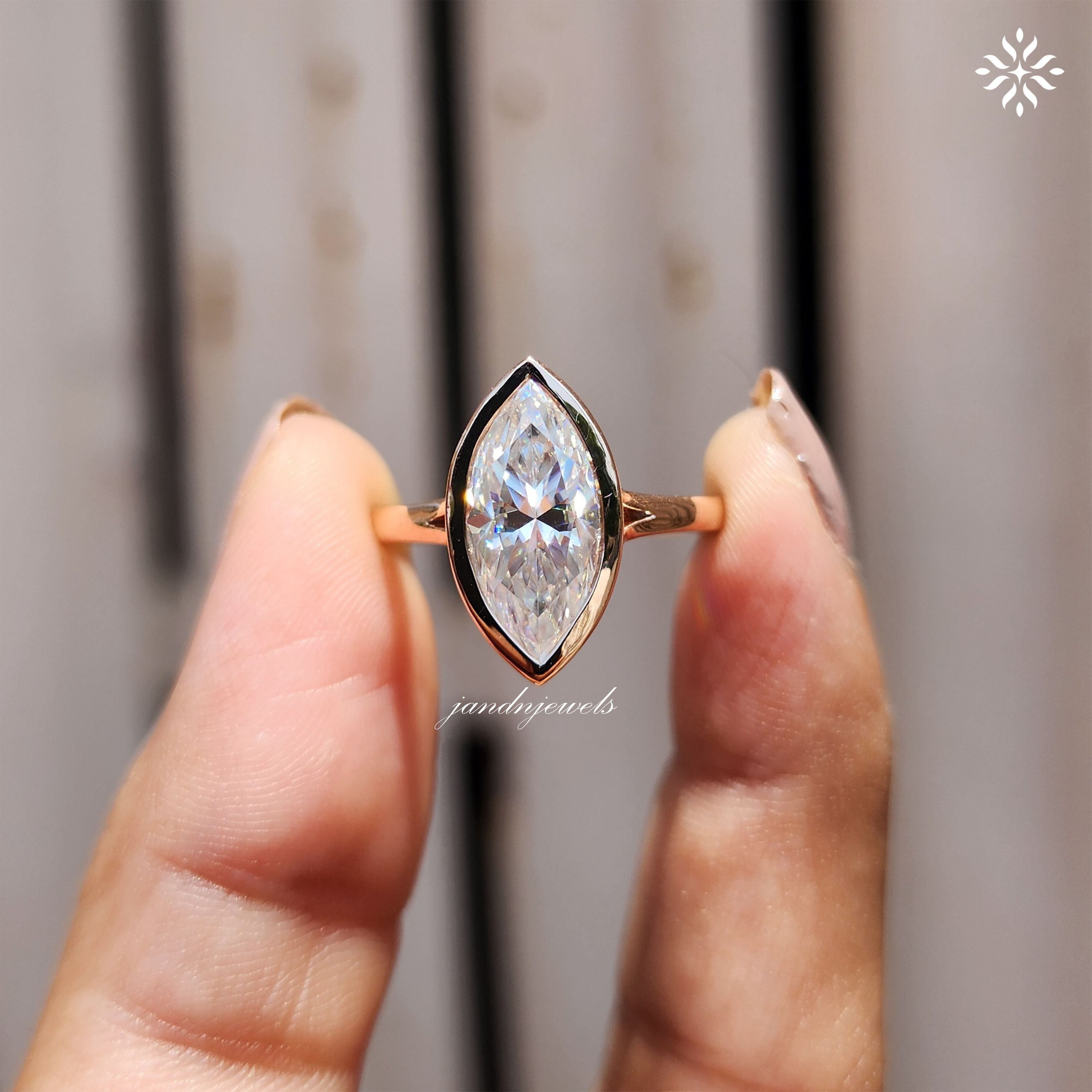 2CT Marquise Cut Moissanite Engagement Ring Classic Bezel Set Ring 14K Solid Gold Ring Wedding Ring Solitaire Ring Anniversary Ring