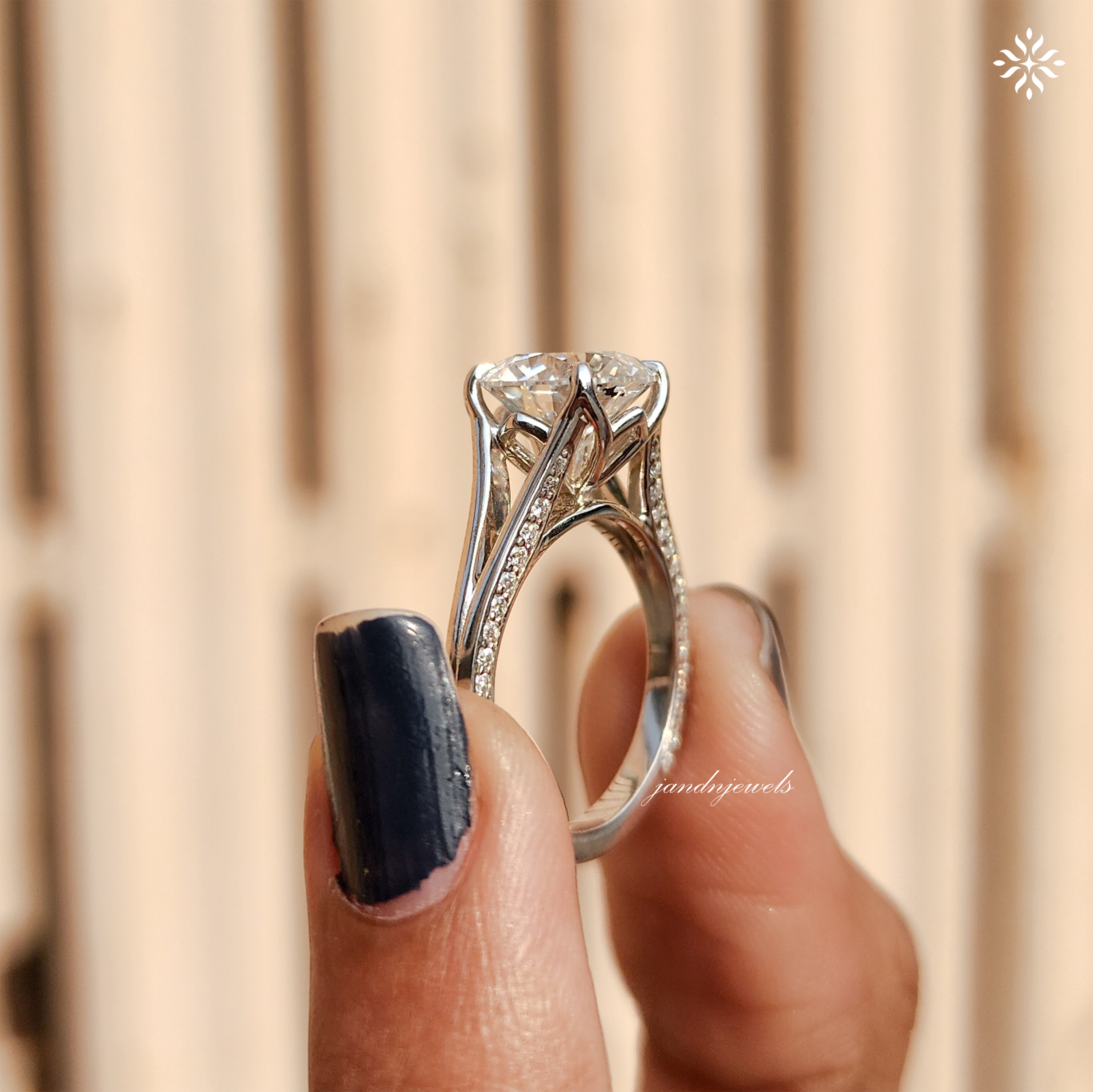2CT Round Cut Moissanite Engagement Ring Cathedral Setting Ring Pavé Diamond Band Classic Solitaire Bridal Ring