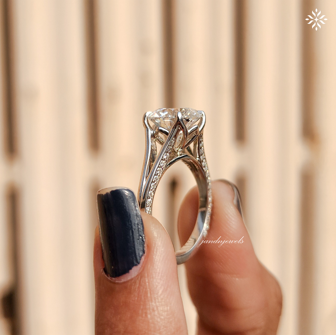 2CT Round Cut Moissanite Engagement Ring Cathedral Setting Ring Pavé Diamond Band Classic Solitaire Bridal Ring