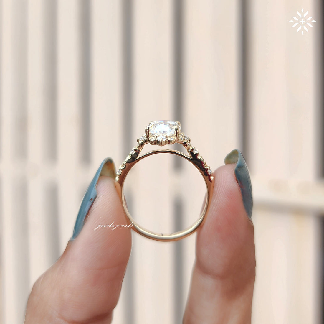 Oval moissanite engagement ring yellow gold Unique halo vintage art deco Diamond vintage ring Anniversary promise ring anniversary for her