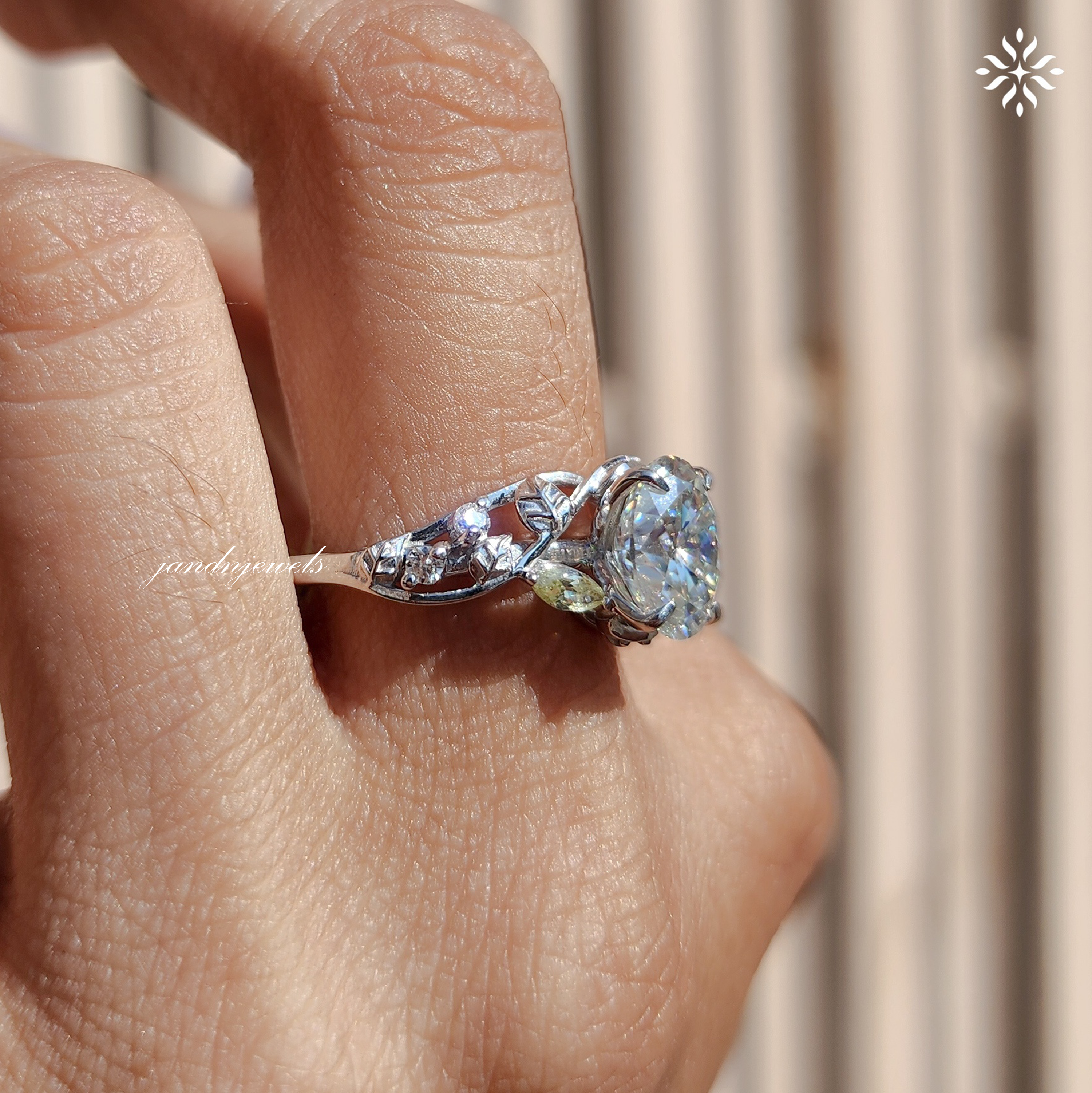 3 CT Floral Oval Cut Moissanite Engagement Ring Vintage Solid Gold Moissanite Solitaire Wedding Ring Nature Inspire Ring Gift For Girlfriend