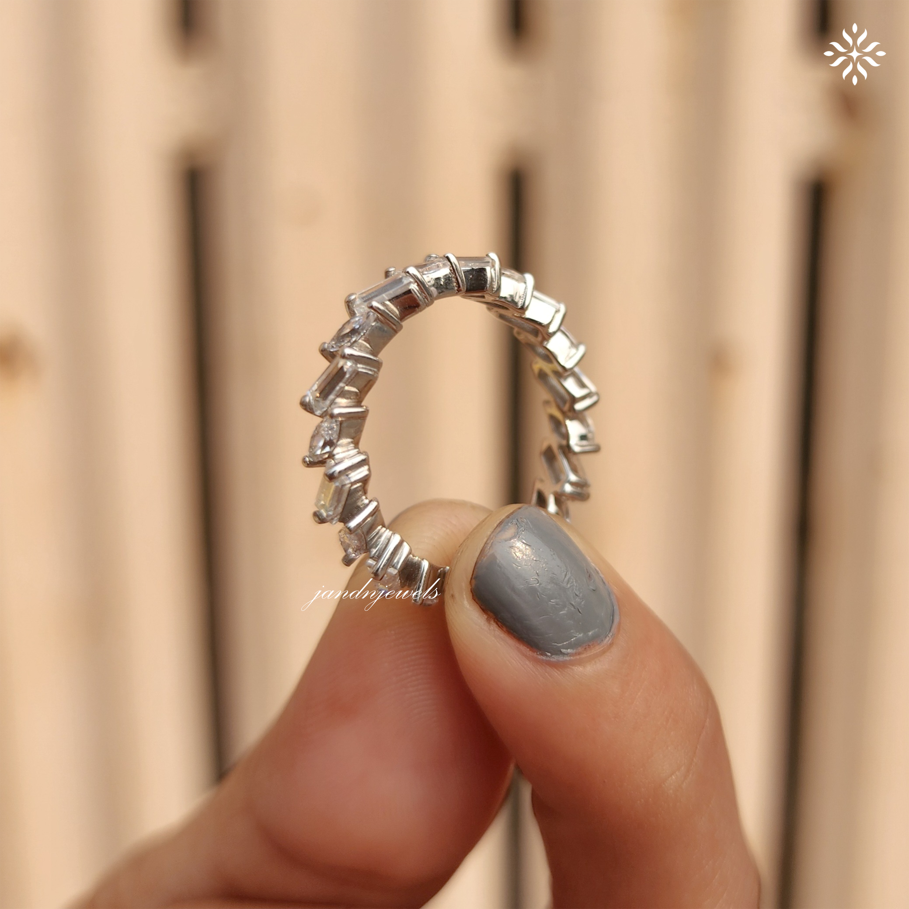 Marquise & Baguette Moissanite Band, Vintage Art Deco Wedding Ring, Half Eternity Stackable Ring, Unique Anniversary Gift Everbee logo Analyze listing