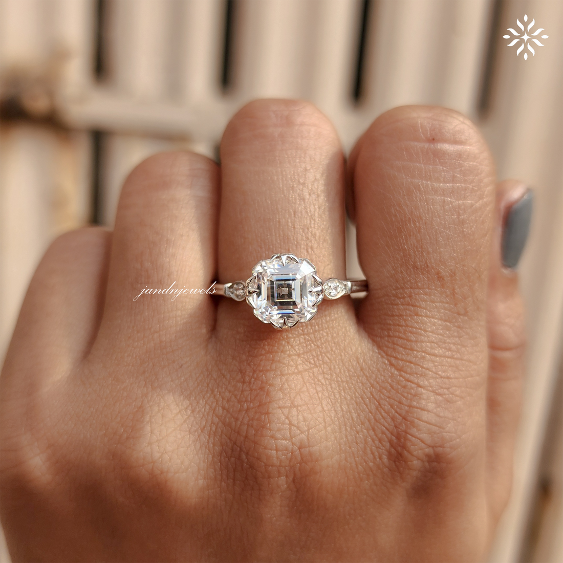 Asscher Cut Diamond Engagement Ring for Women IGI Certified Lab Grown Diamond Ring Vintage Style Ring Triple Prong Ring Anniversary Gift