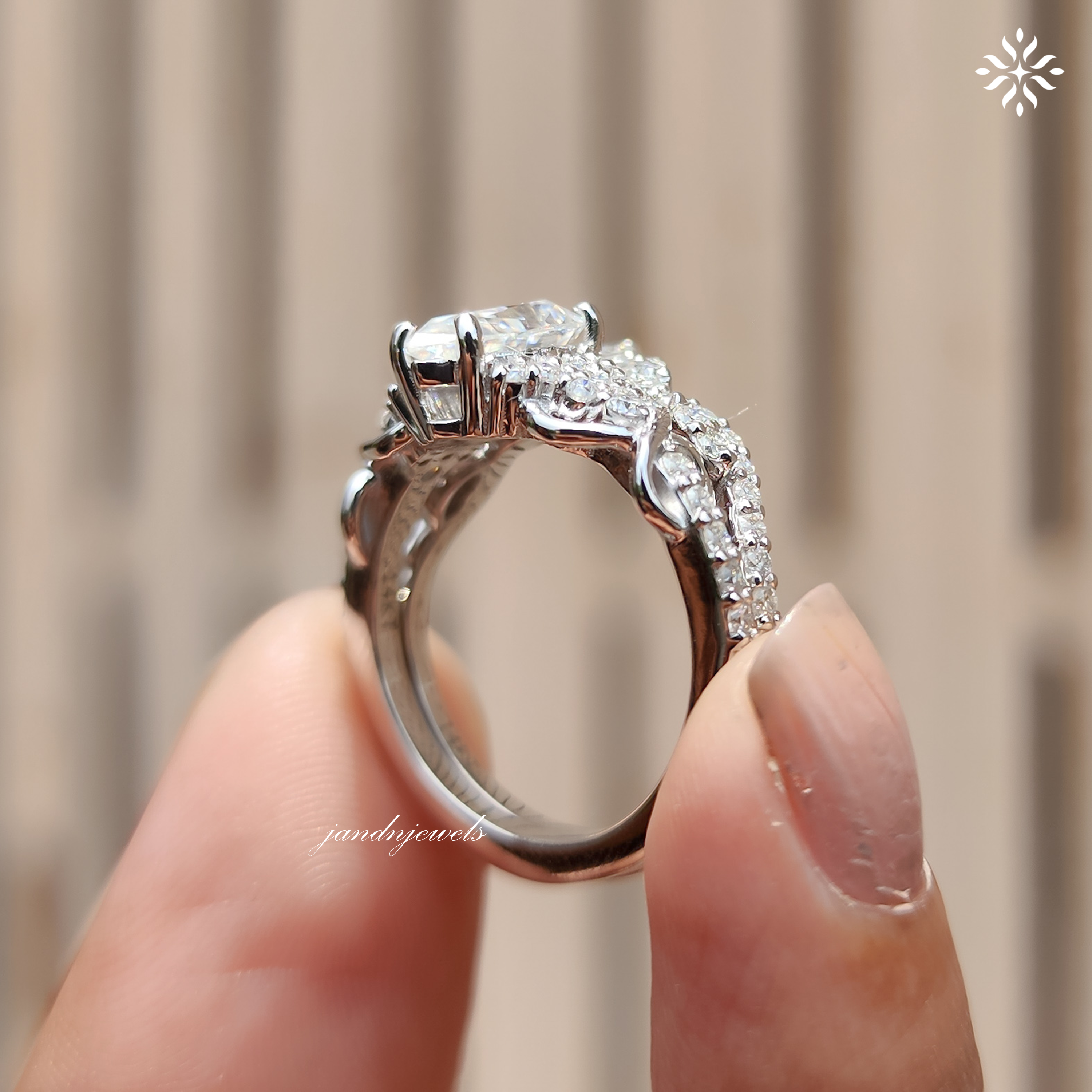2CT Pear Moissanite Engagement Bridal Ring Set 14K Solid Gold Floral Nature Inspired Wedding Ring Set Promise Anniversary Gifts