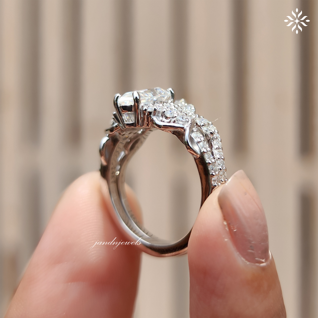 2CT Pear Moissanite Engagement Bridal Ring Set 14K Solid Gold Floral Nature Inspired Wedding Ring Set Promise Anniversary Gifts