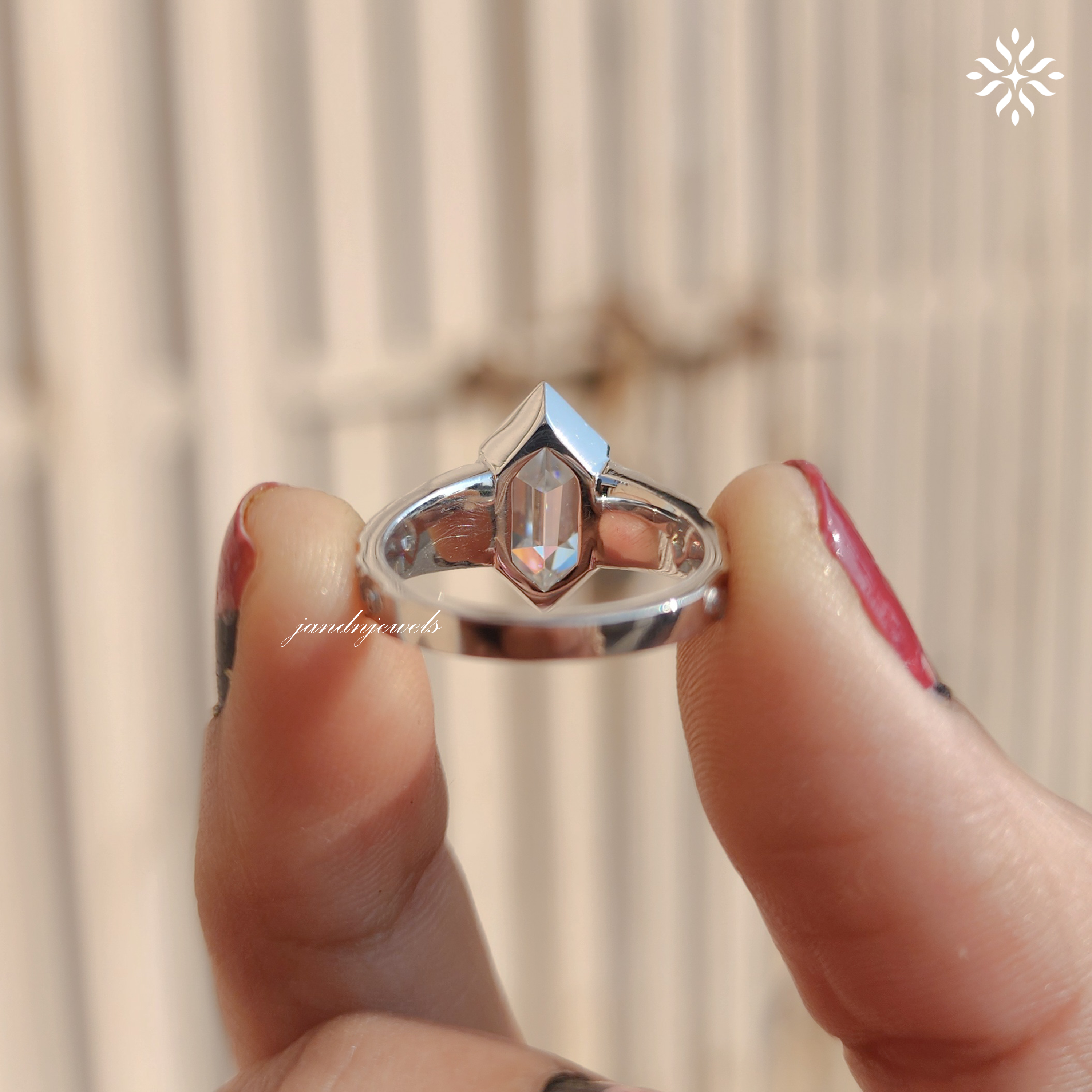 2.5CT Hexagon Cut Moissanite Engagement Ring 14K Yellow Gold Art Deco Engraved Bezel Setting Art Deco Geometric Bridal Ring For Women