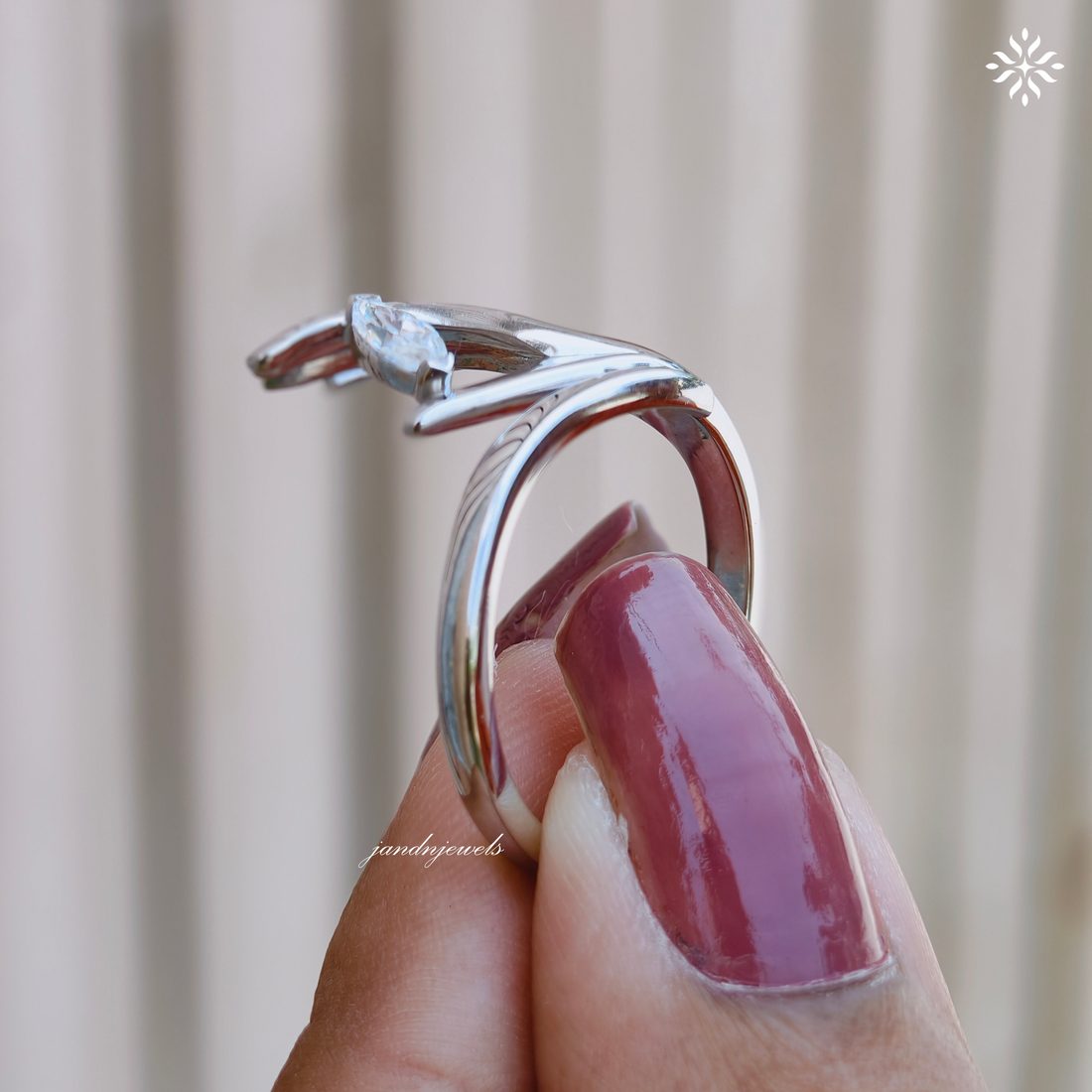 Sculptural Hand Style Marquise Moissanite Ring, Open Wrap Gold Ring, Modern Artistic Statement Ring