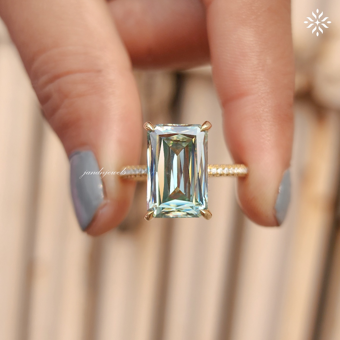 Cyan Blue Criss Cut Moissanite Engagement Ring 14K Solid Gold Hidden Halo Diamond Ring Pave Wedding Ring Unique Solitaire Ring for Her