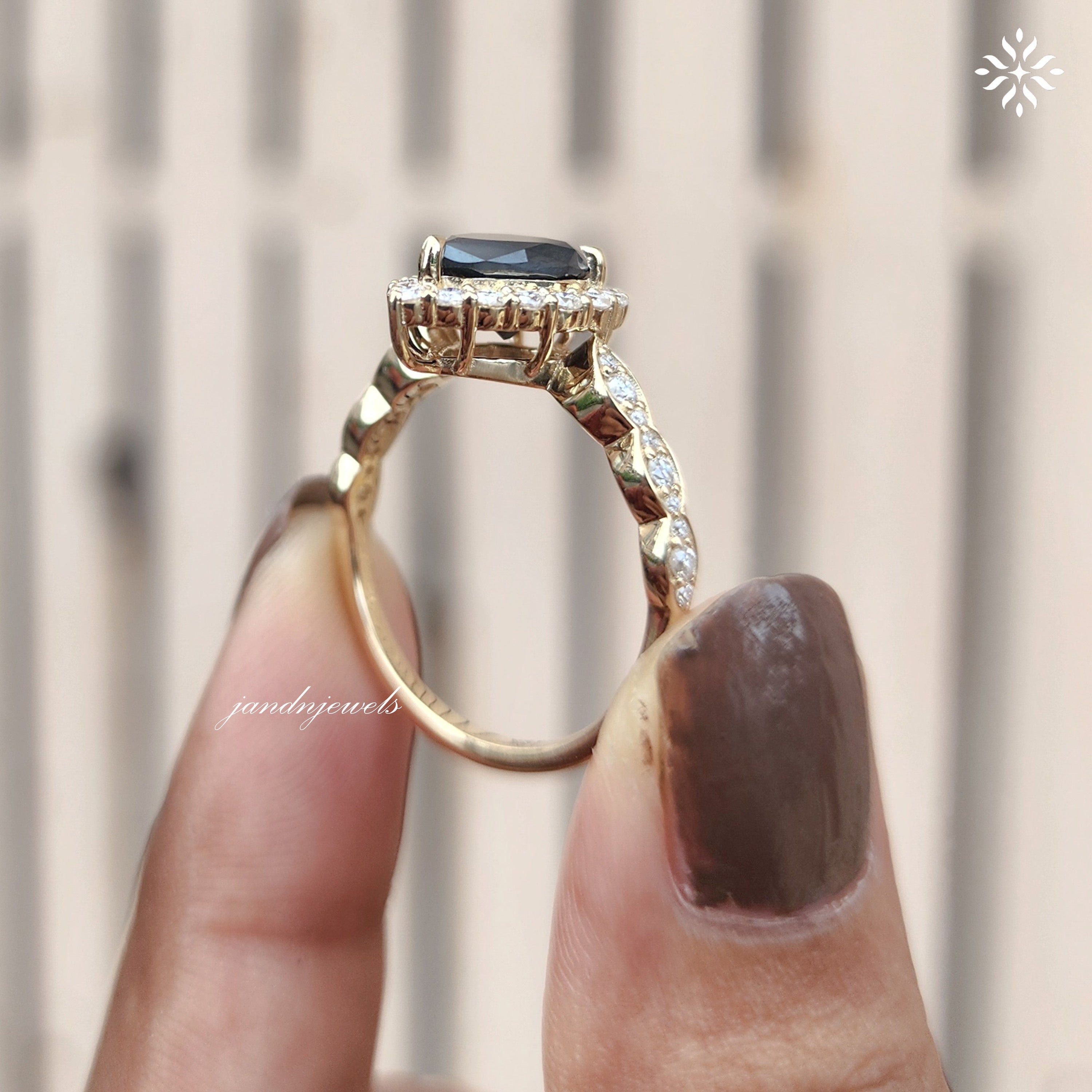 Black Pear Moissanite Ring Set Vintage Inspired Halo Engagement Ring With Marquise Wedding Band