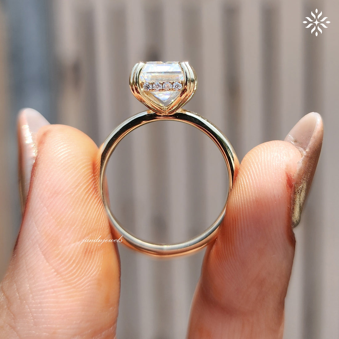 3CT Emerald Cut Moissanite Engagement Ring 14K Solid Gold Ring Hidden Halo Diamond Ring 14K Gold Ring Solitaire Diamond Ring