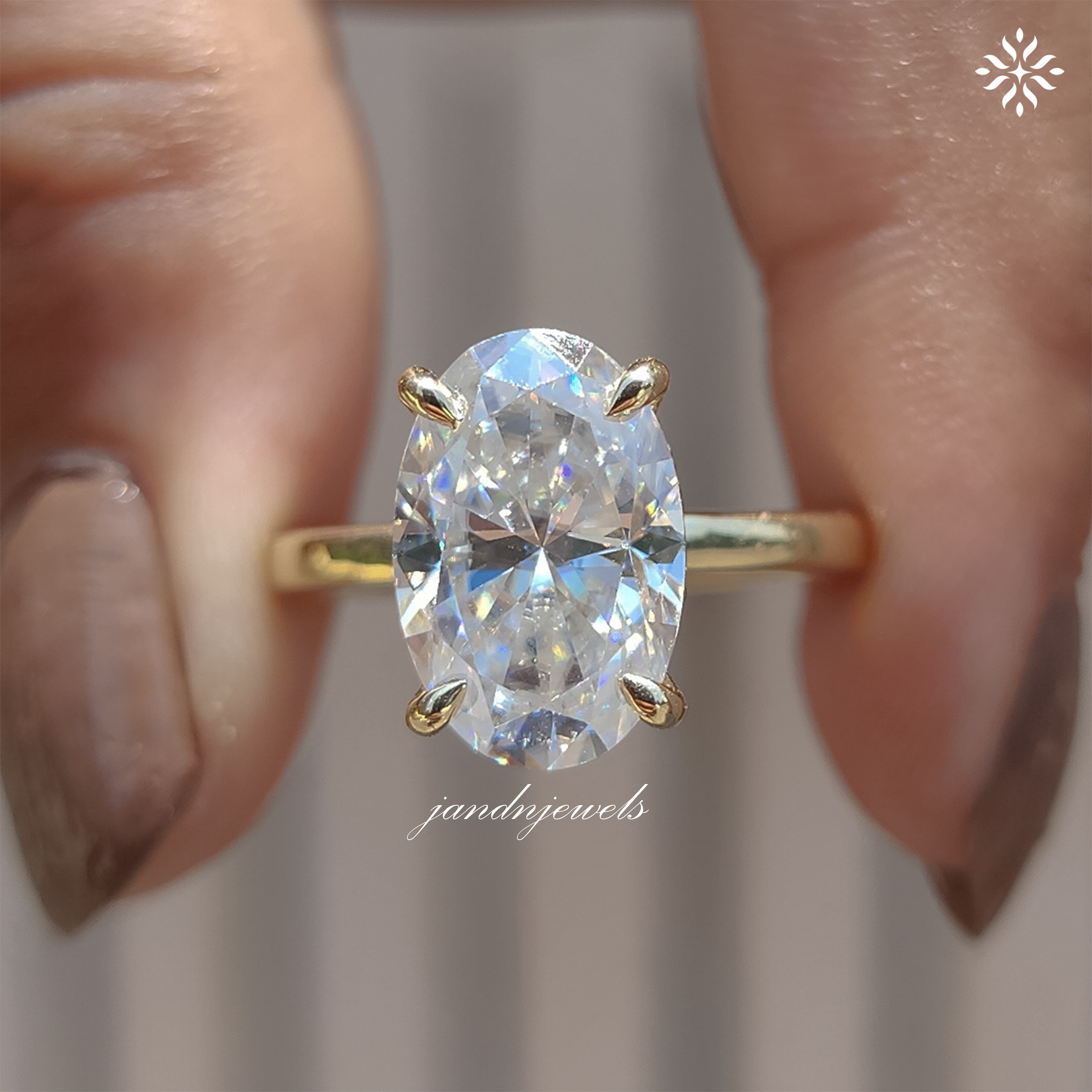 3CT Oval Cut Moissanite Engagement Ring Hidden Halo Diamond Ring 14K Solid Gold Ring Solitaire Ring