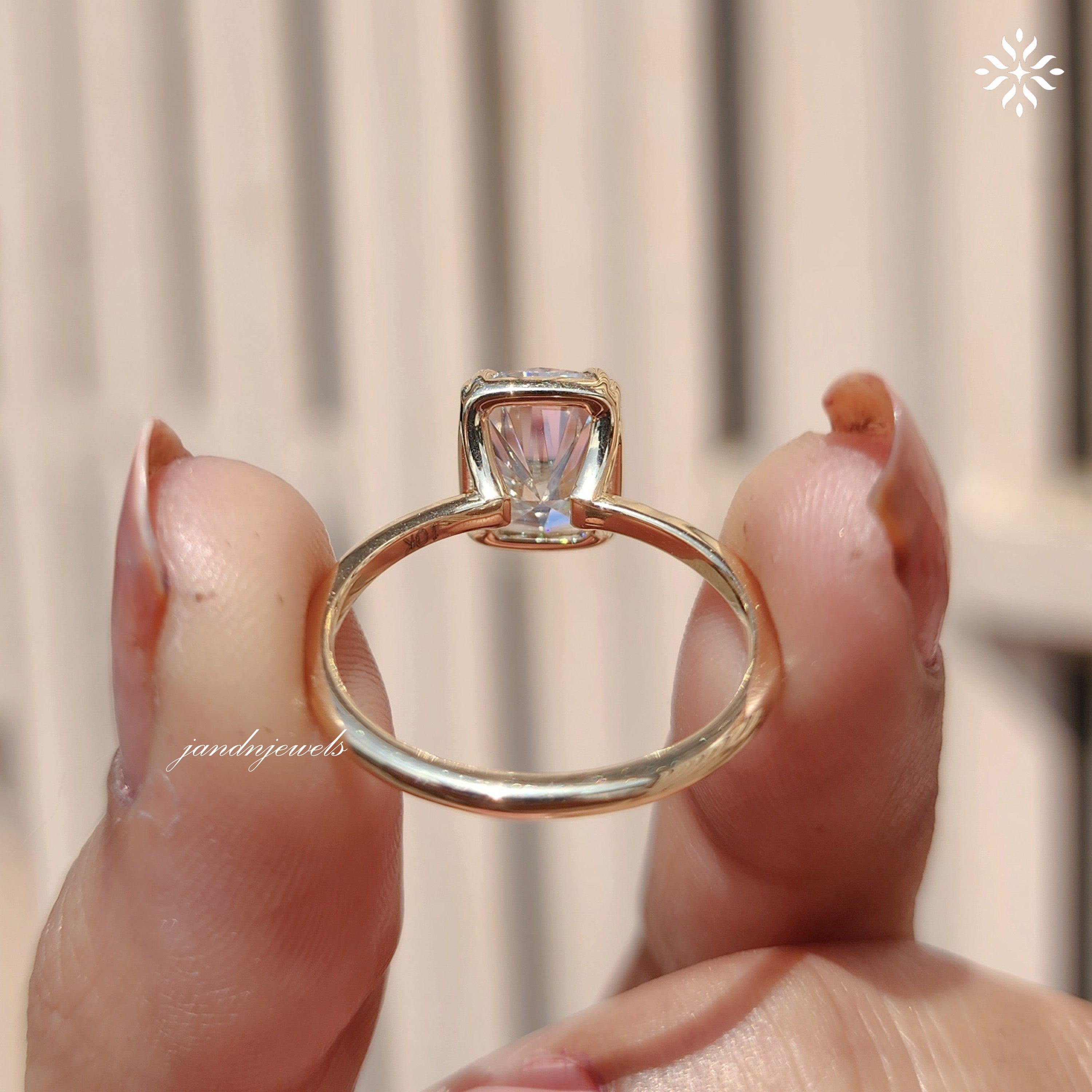 2CT Cushion Cut Moissanite Engagement Ring Dabble Prong Ring Solitaire Ring