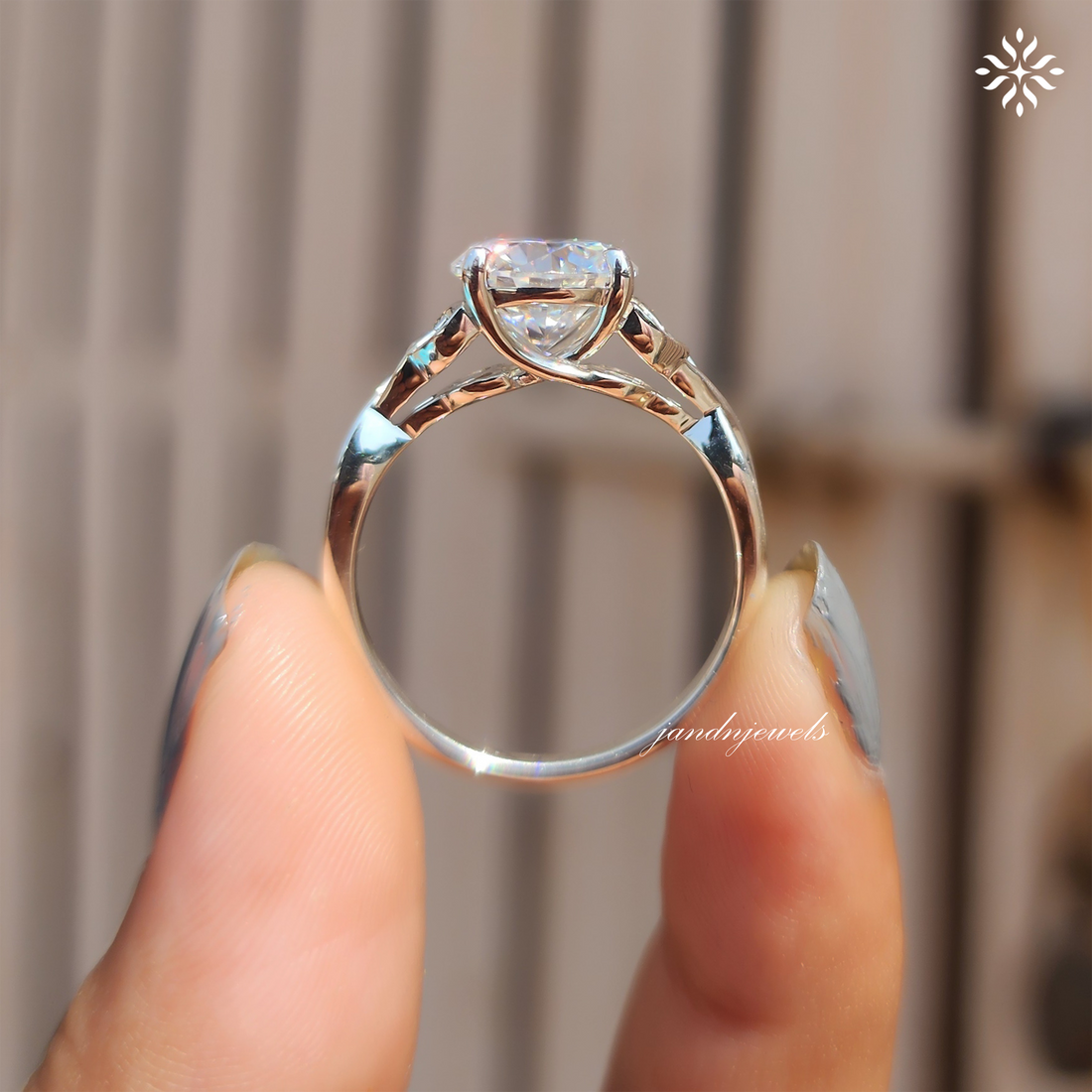 Round Cut Moissanite Engagement Ring Floral Wedding Ring 14K Solid Gold Ring Everbee logo Analyze listing