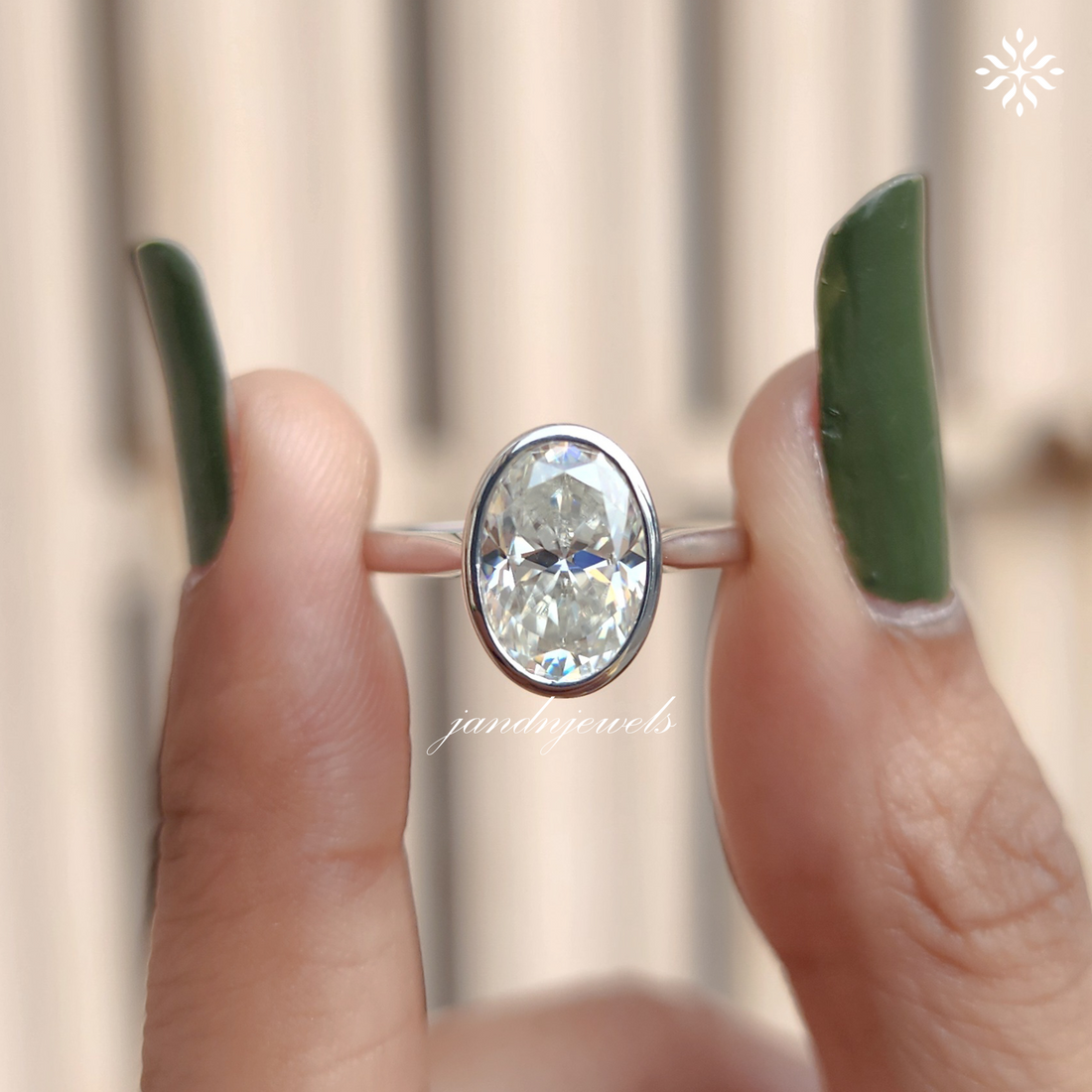 3CT Oval Cut Moissanite Wedding Ring 14k Solid White Gold Engagement Ring Bezel Set Moissanite Rings Gift's Rings For Her