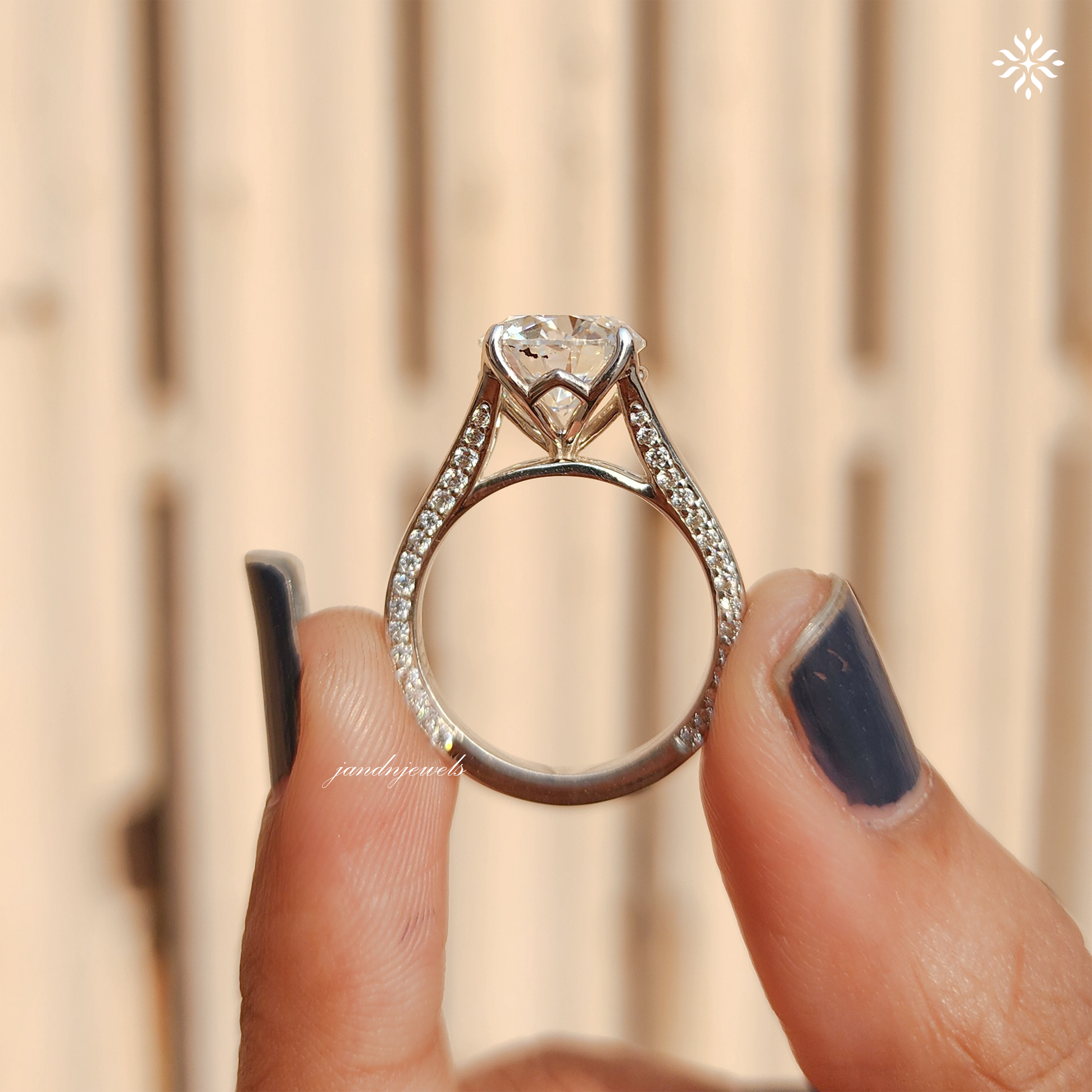 2CT Round Cut Moissanite Engagement Ring Cathedral Setting Ring Pavé Diamond Band Classic Solitaire Bridal Ring