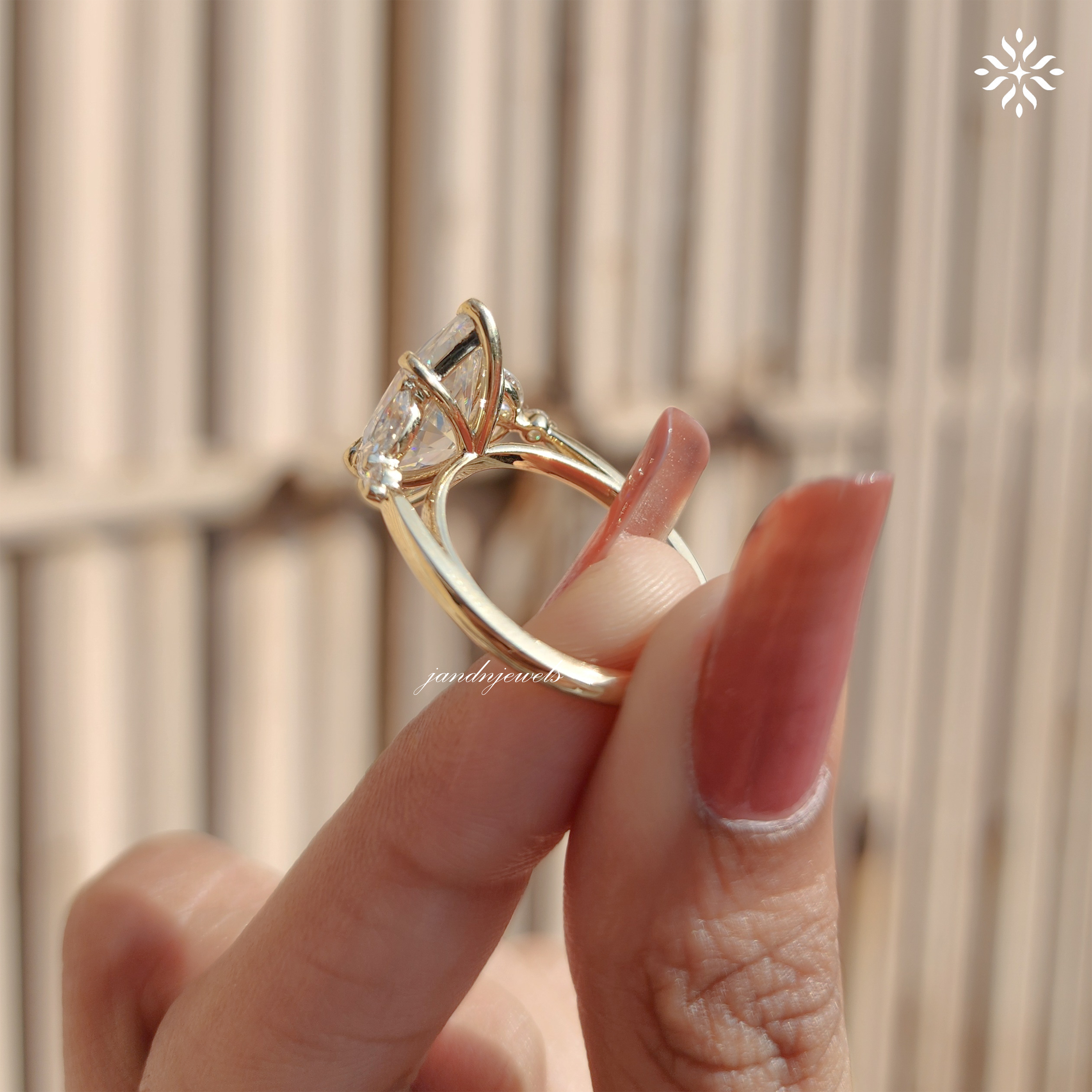 Marquise Moissanite Cluster Ring: Art Deco Solid Gold Anniversary Ring