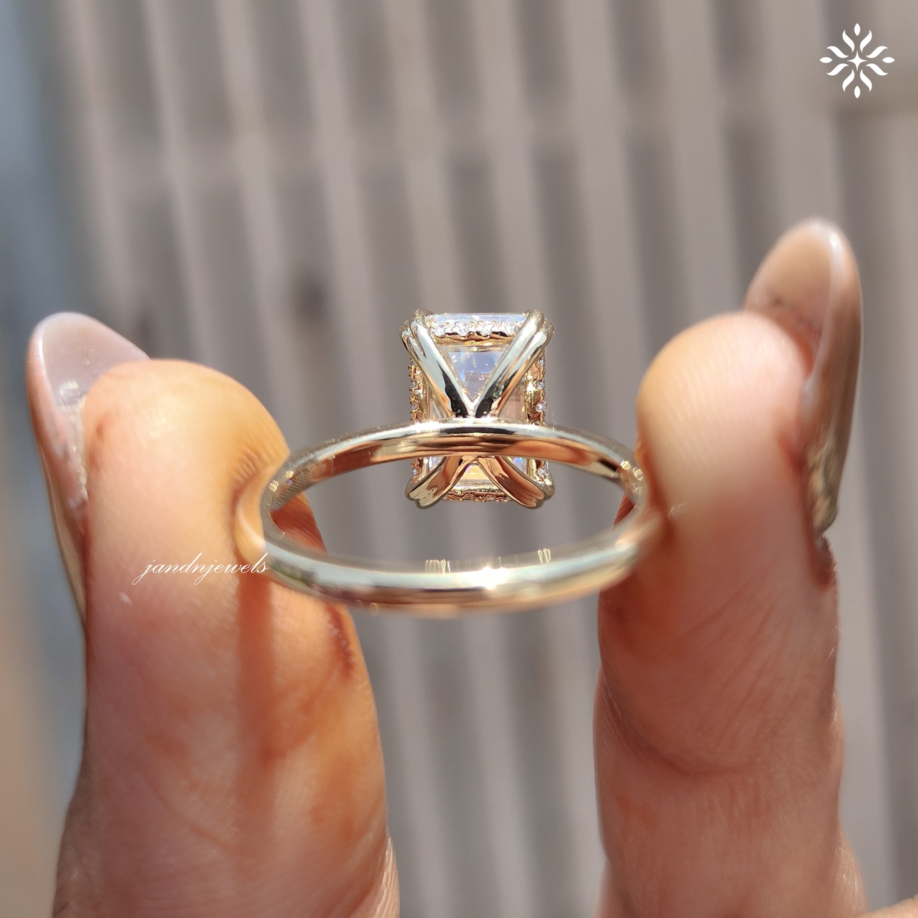 3CT Emerald Cut Moissanite Engagement Ring 14K Solid Gold Ring Hidden Halo Diamond Ring 14K Gold Ring Solitaire Diamond Ring