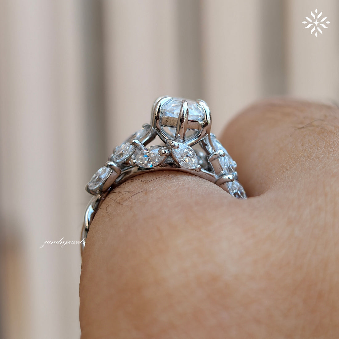 Floral Marquise Cut Moissanite Engagement Ring 14K Solid Gold nature Inspired Ring Artdeco Ring Promise Ring for Her