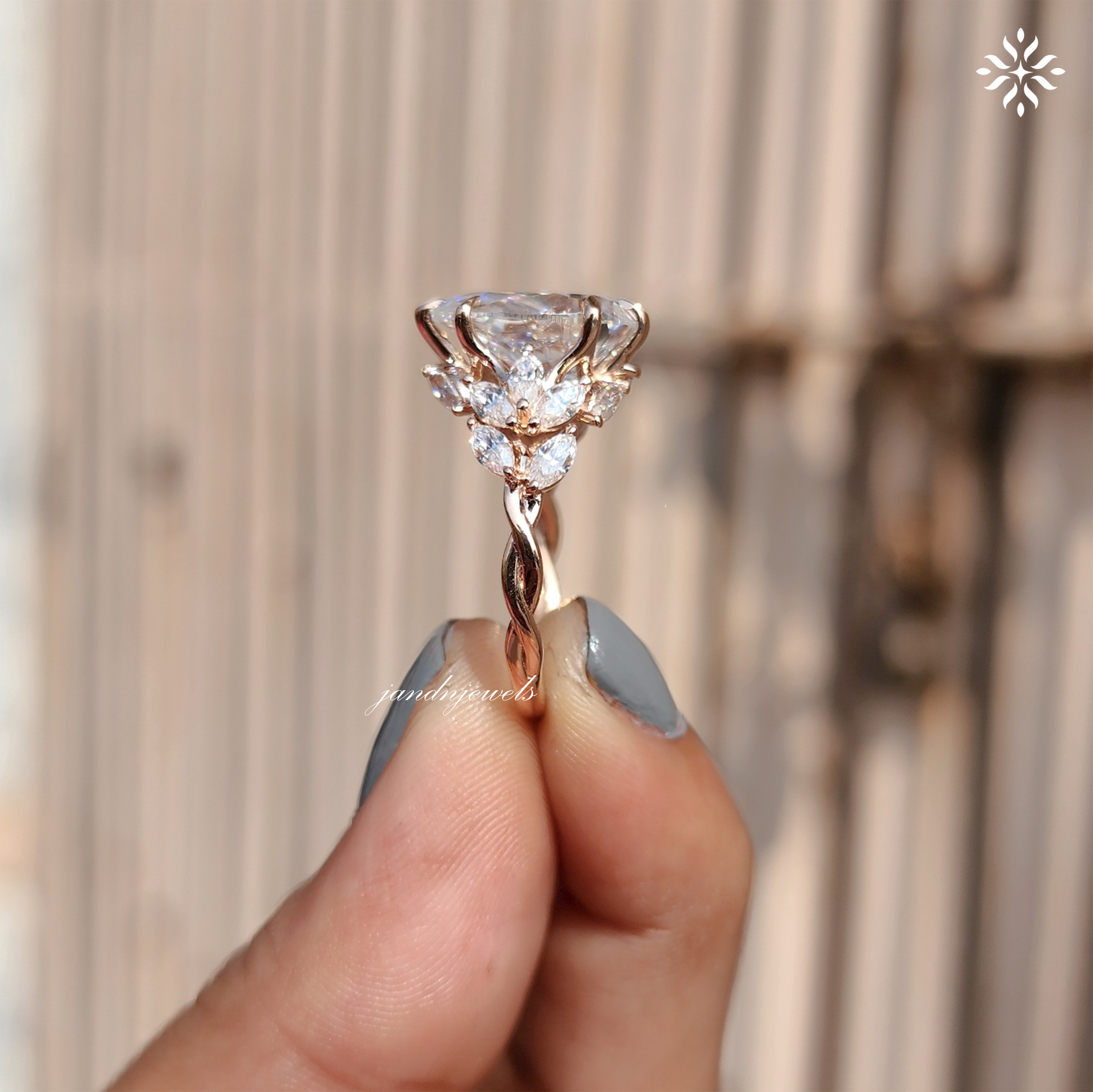 Floral Pear Cut Moissanite Engagement Ring Art Deco14K Gold Moissanite Diamond Wedding Ring Nature Inspire Ring Promise Ring For Women
