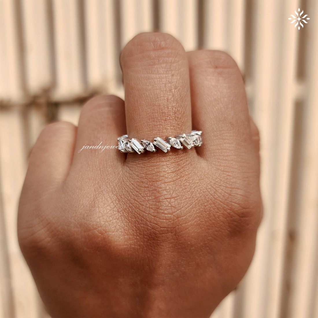 Marquise & Baguette Moissanite Band, Vintage Art Deco Wedding Ring, Half Eternity Stackable Ring, Unique Anniversary Gift Everbee logo Analyze listing