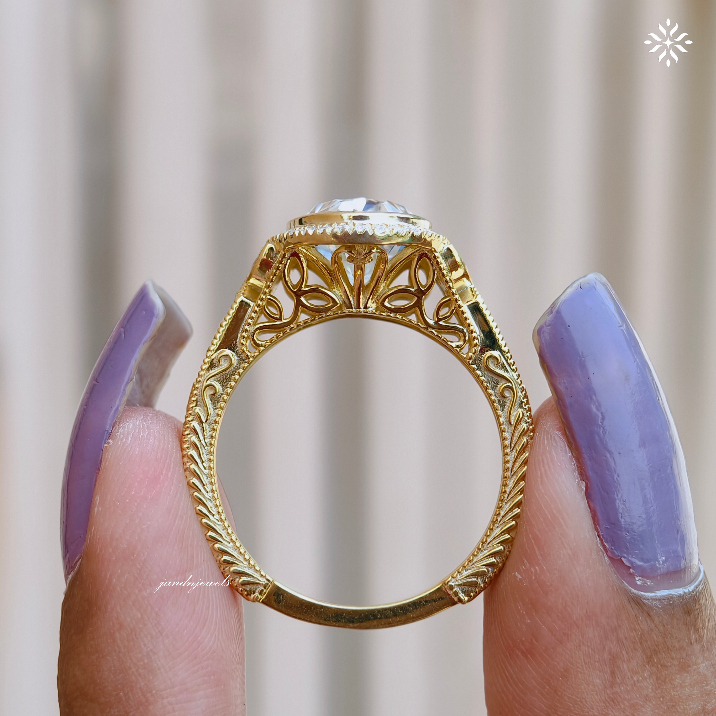 Art Deco Oval Cut Moissanite Engagement Ring Vintage Handcrafted Engraved Gold Ring Classic Bridal Ring Anniversary Gift for Her