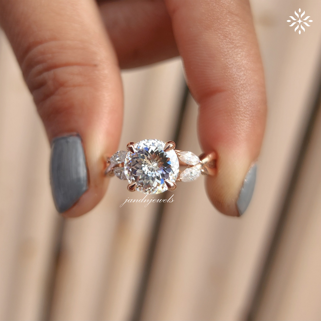 Twisted Shank Portuguese Cut Moissanite Diamond Ring Infinity Style 14K Solid Gold Ring Pear Accent Bridal Ring Promise Anniversary Gift