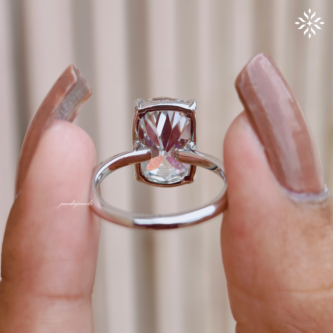5CT Old Mine Cushion Moissanite Diamond Engagement Ring Solitaire Ring