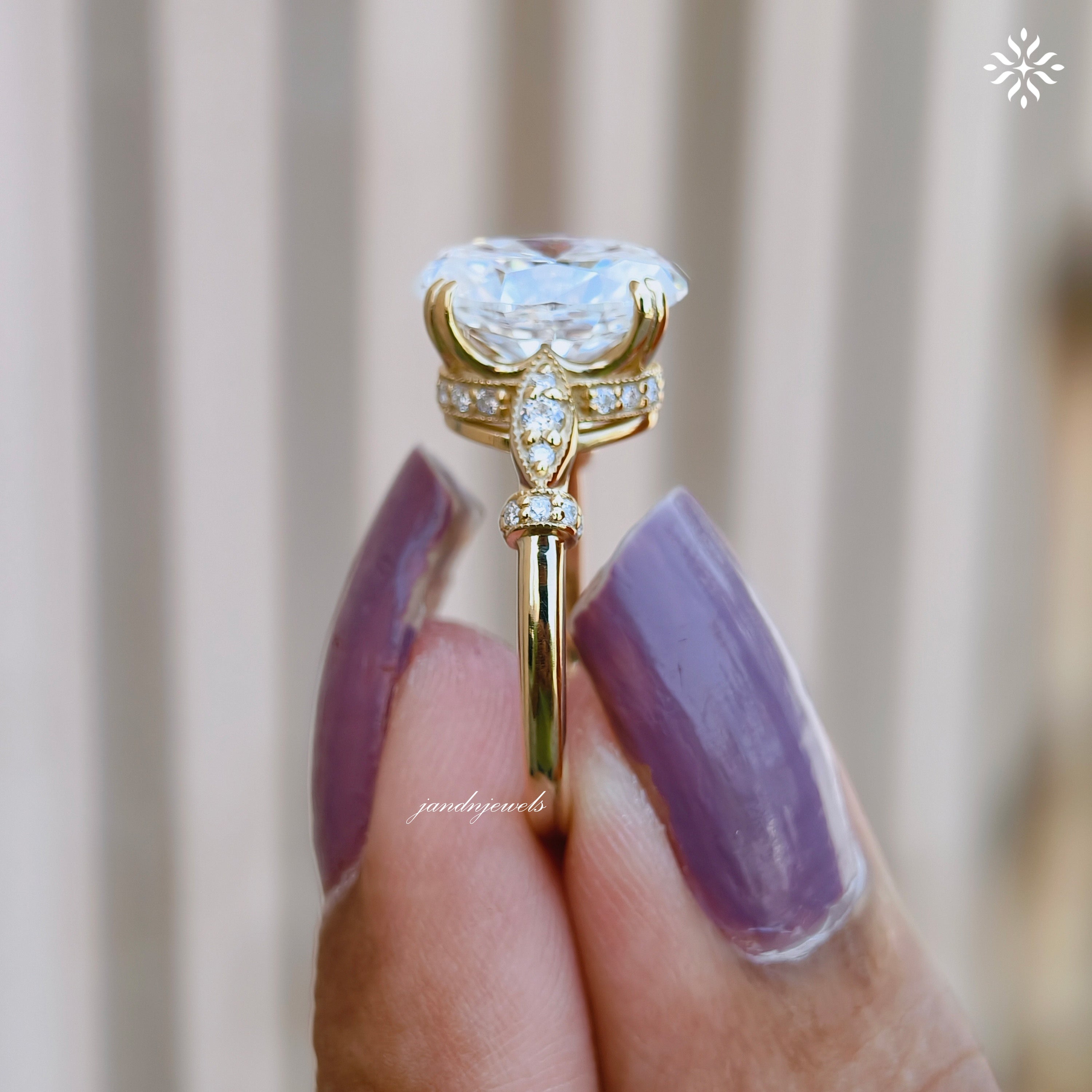 2.5CT Gorgeous Oval Cut Moissanite Engagement Ring Hidden Halo Ring 14K Gold Marquise Accent Wedding Ring for Her Vintage Filigree Ring