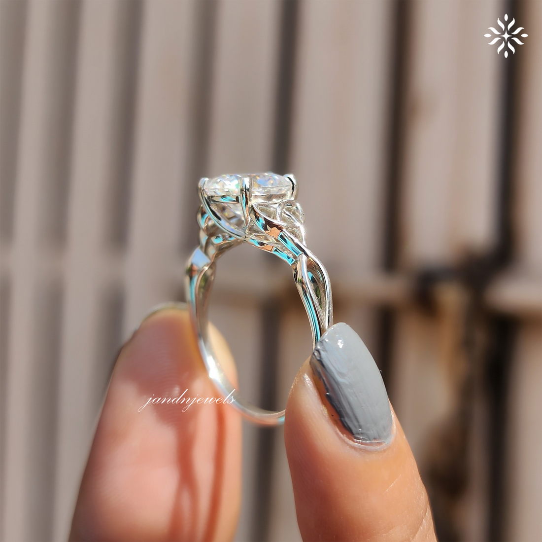 Round Cut Moissanite Engagement Ring Floral Wedding Ring 14K Solid Gold Ring Everbee logo Analyze listing